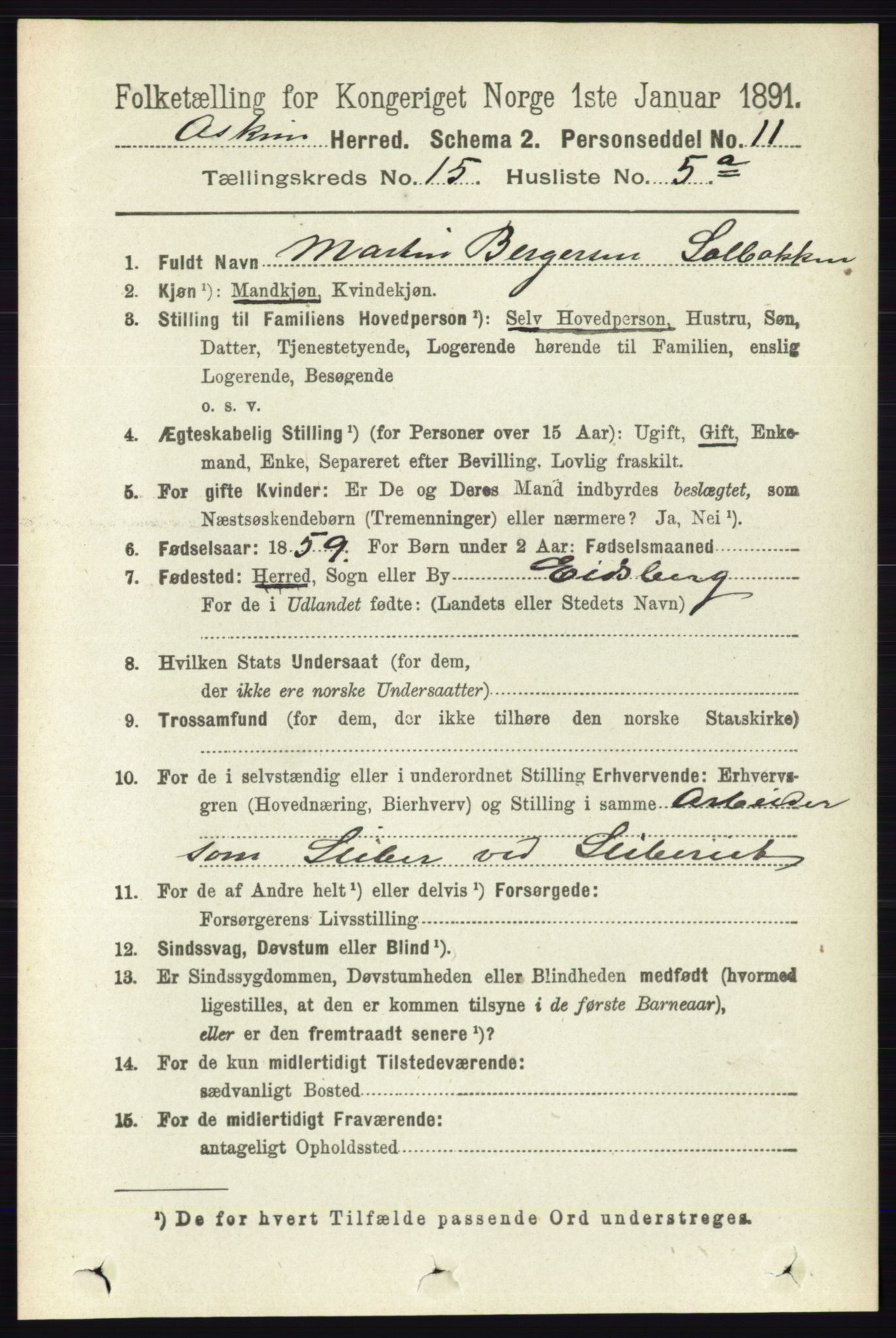 RA, 1891 census for 0124 Askim, 1891, p. 2465