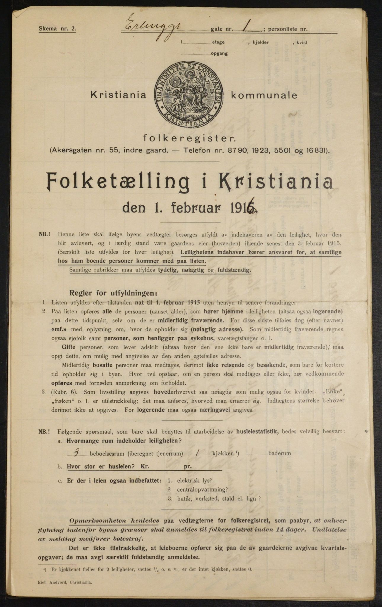 OBA, Municipal Census 1916 for Kristiania, 1916, p. 22354