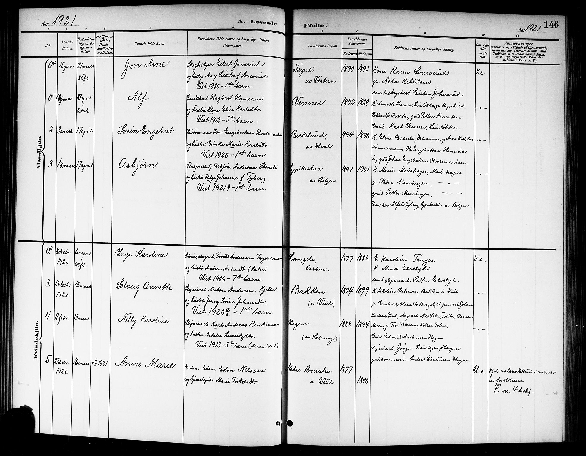 Norderhov kirkebøker, AV/SAKO-A-237/G/Gb/L0002: Parish register (copy) no. II 2, 1891-1921, p. 146