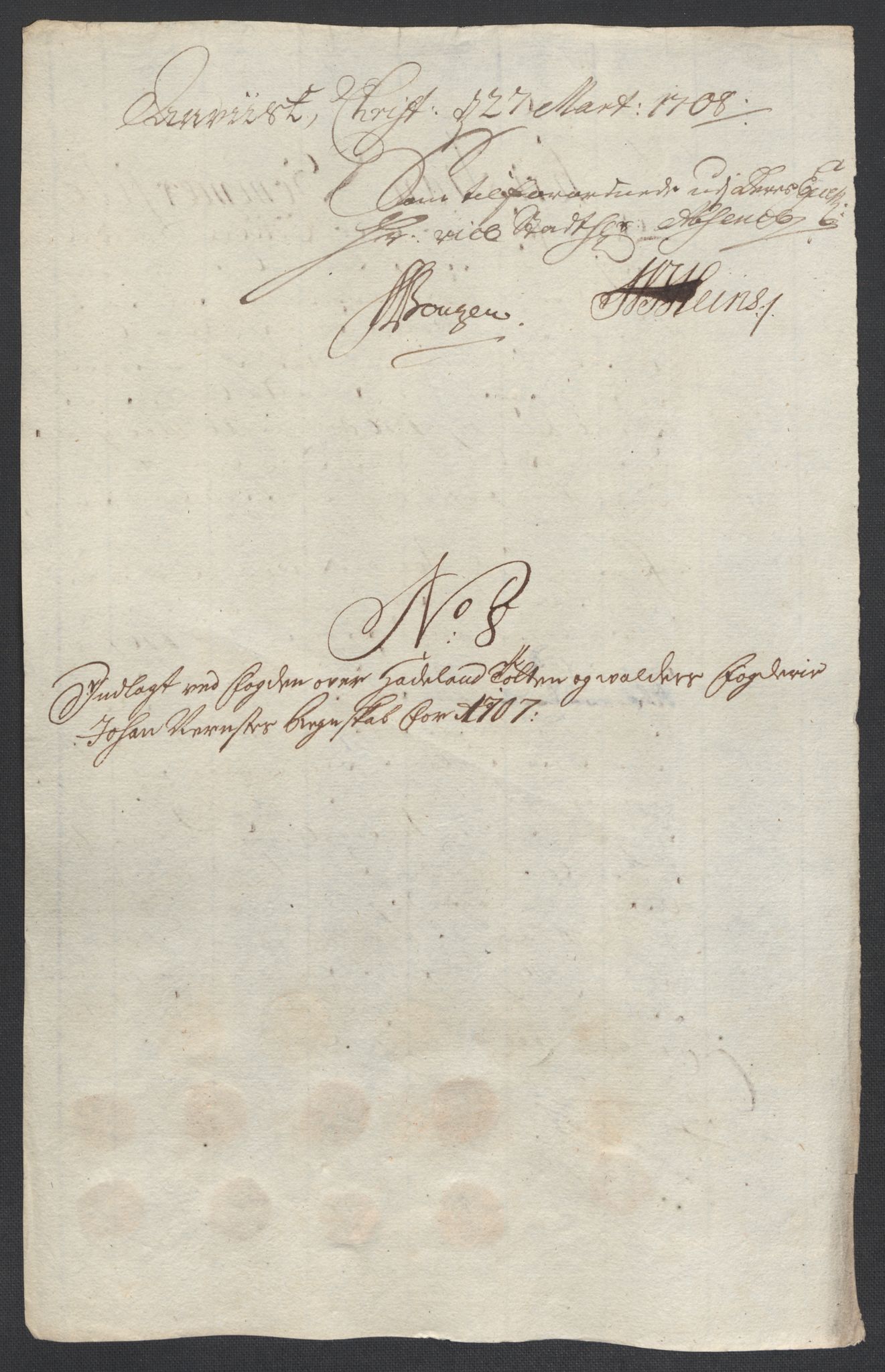 Rentekammeret inntil 1814, Reviderte regnskaper, Fogderegnskap, AV/RA-EA-4092/R18/L1305: Fogderegnskap Hadeland, Toten og Valdres, 1707-1708, p. 37