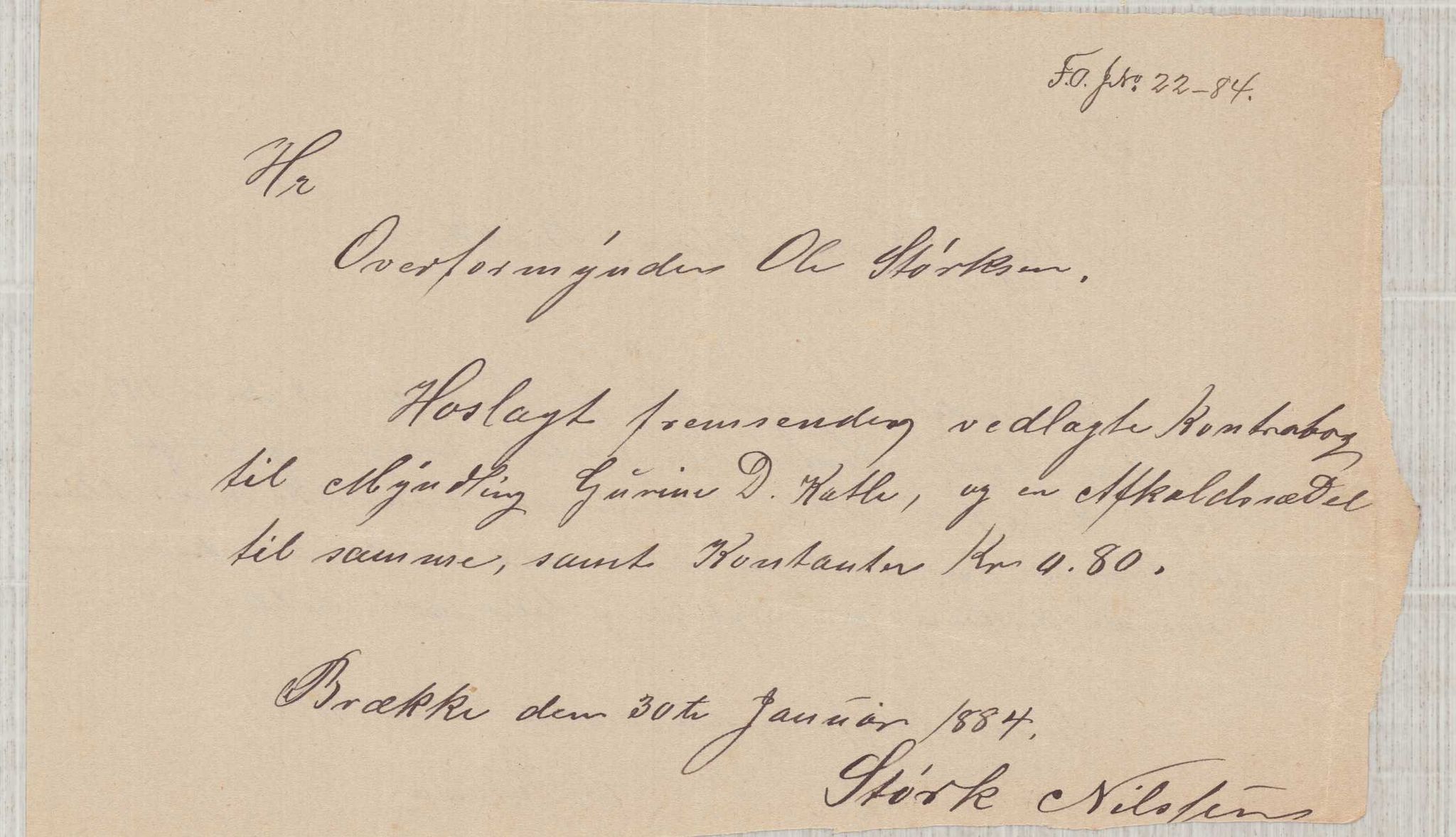 Finnaas kommune. Overformynderiet, IKAH/1218a-812/D/Da/Daa/L0001/0003: Kronologisk ordna korrespondanse / Kronologisk ordna korrespondanse, 1883-1887, p. 76