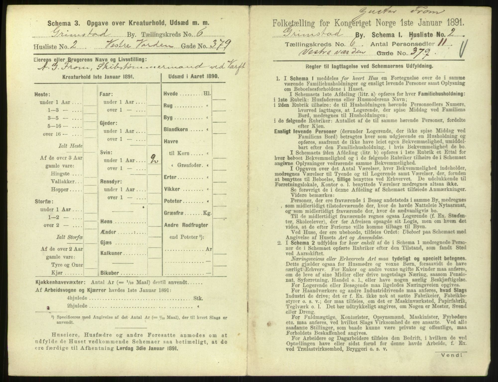RA, 1891 census for 0904 Grimstad, 1891, p. 712
