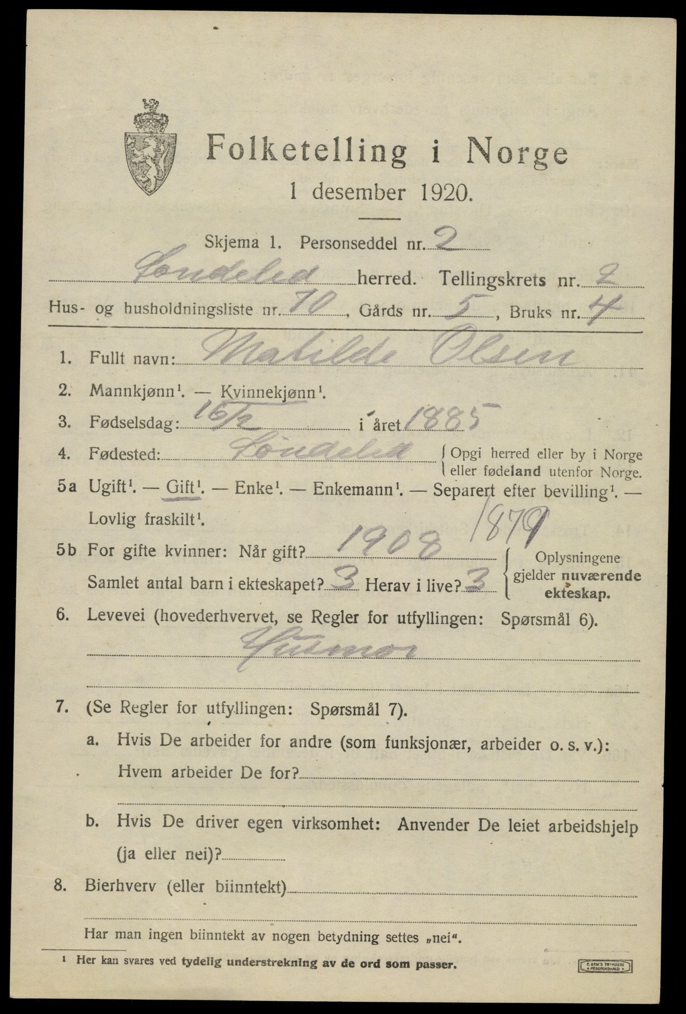 SAK, 1920 census for Søndeled, 1920, p. 2387