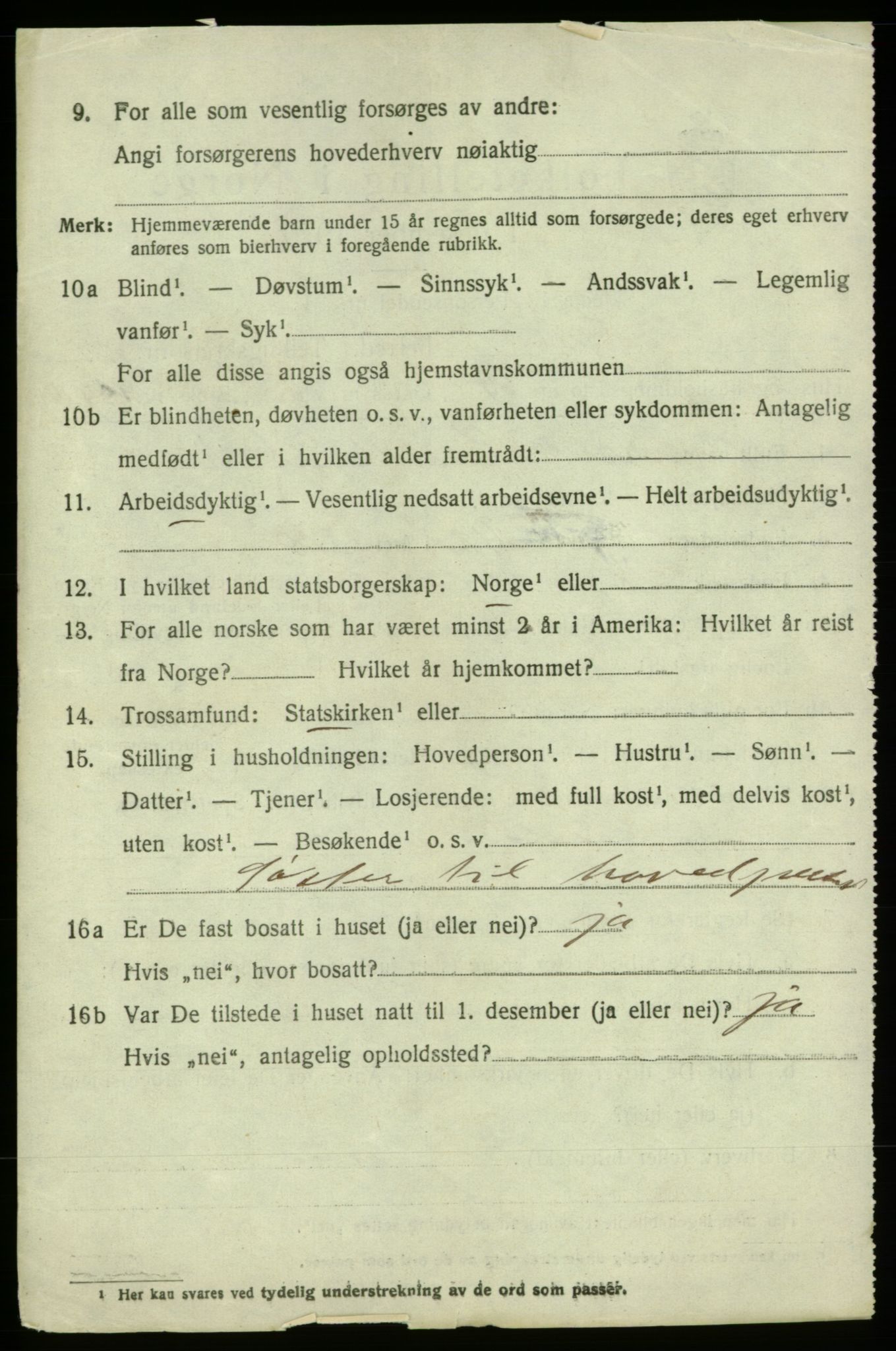 SAB, 1920 census for Fjell, 1920, p. 10619