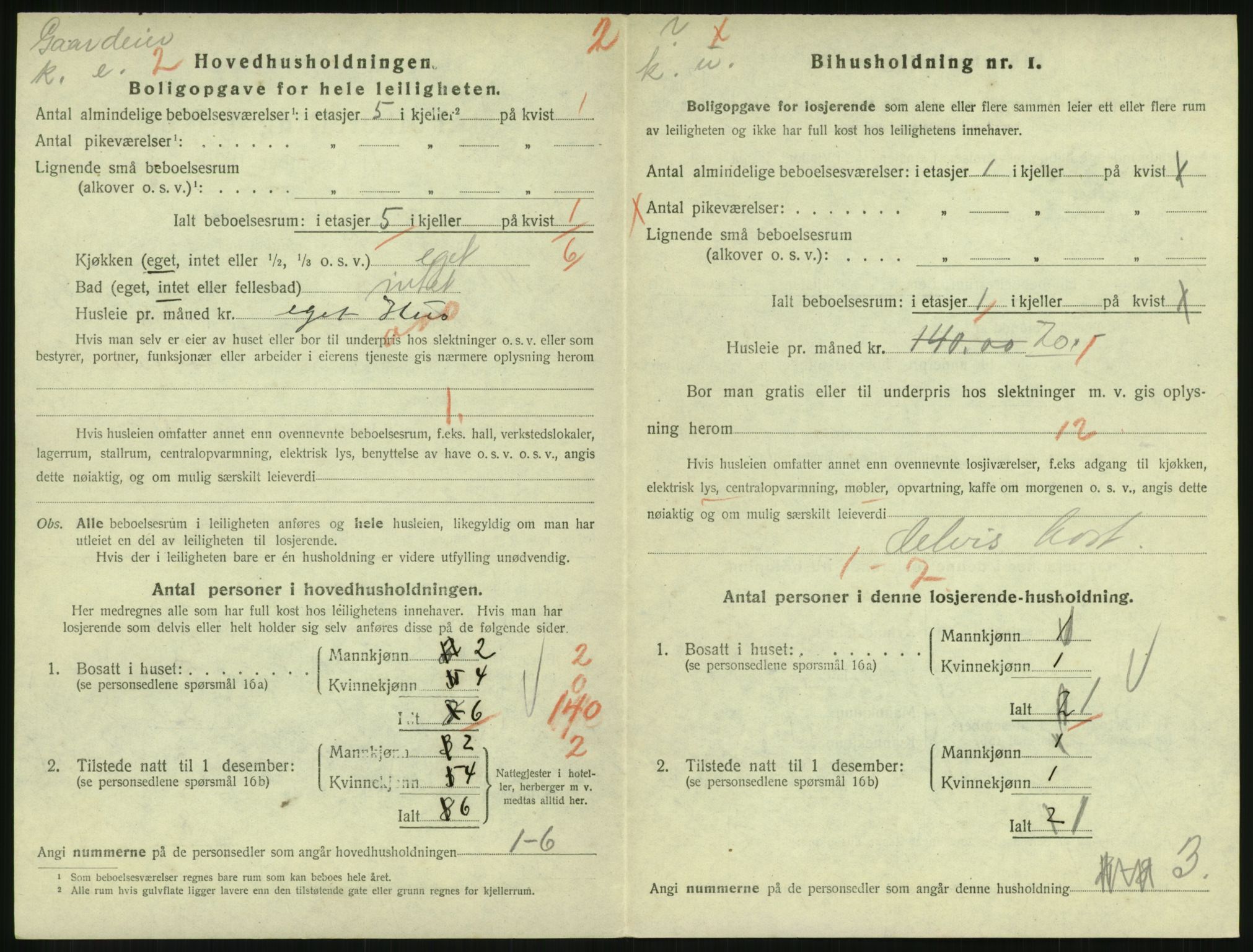 SAH, 1920 census for Lillehammer, 1920, p. 3017