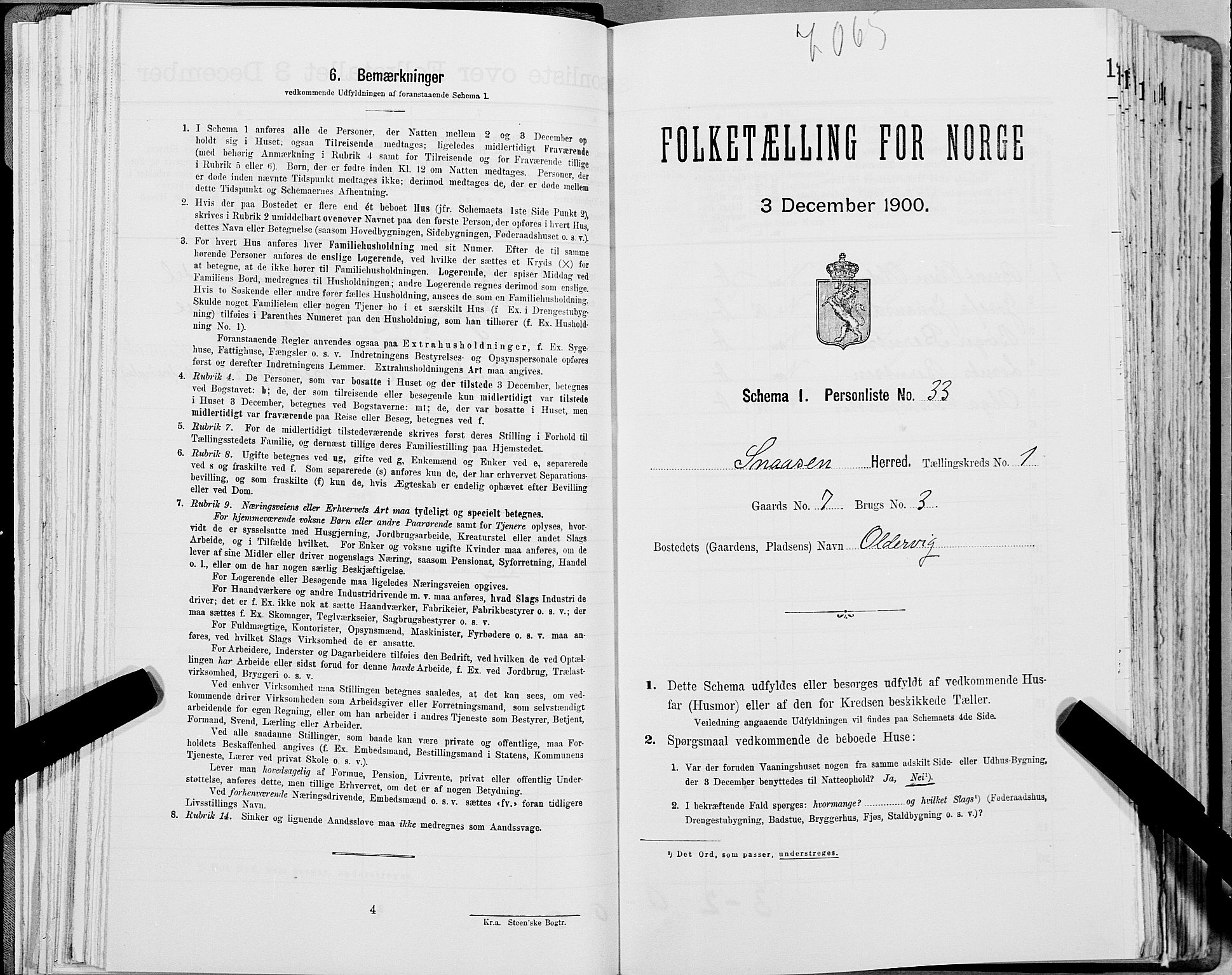 SAT, 1900 census for Snåsa, 1900, p. 117