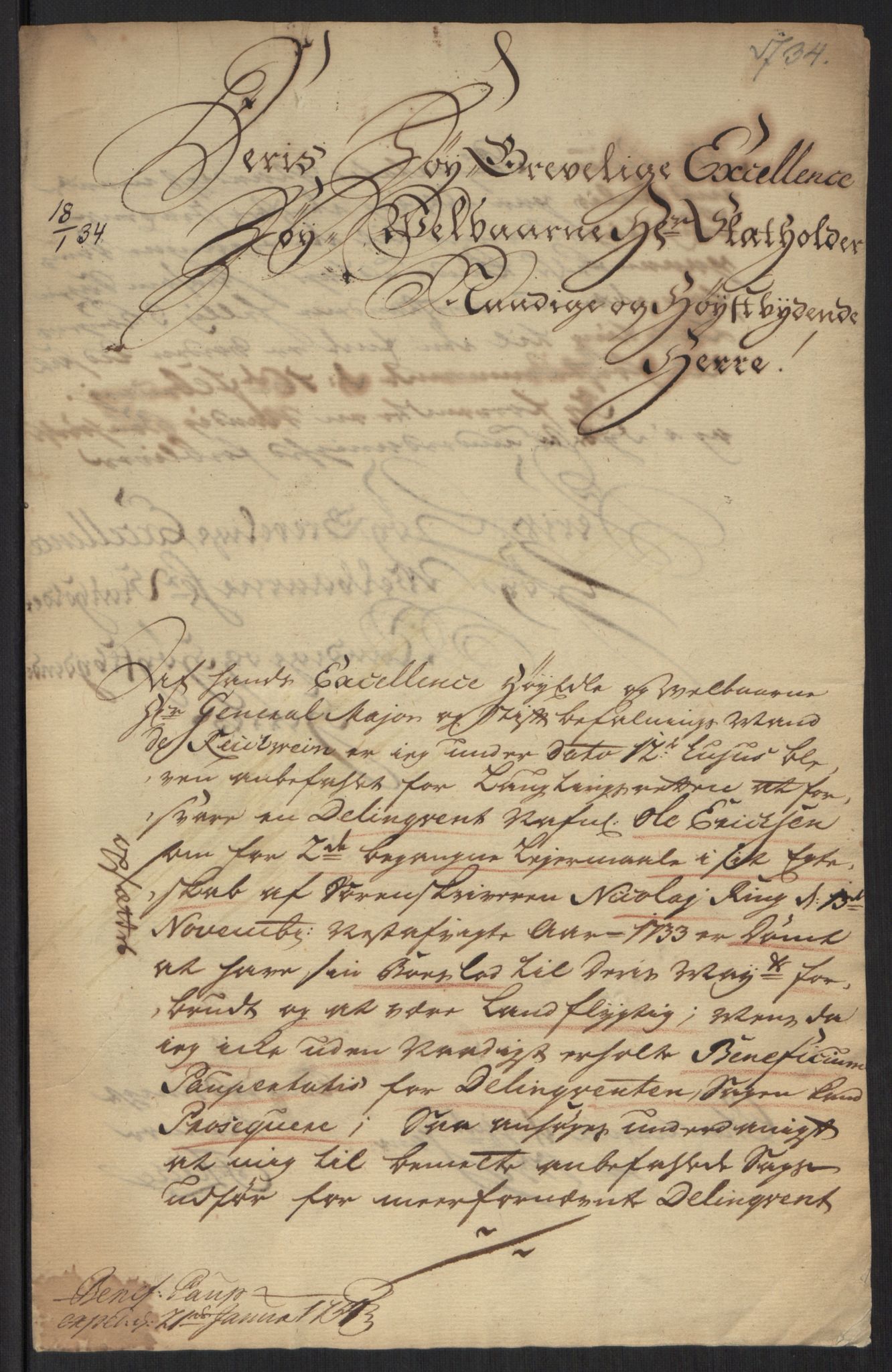 Stattholderembetet 1572-1771, AV/RA-EA-2870/Ef/L0107: Brev fra embetsmenn og andre, 1733-1734, p. 160