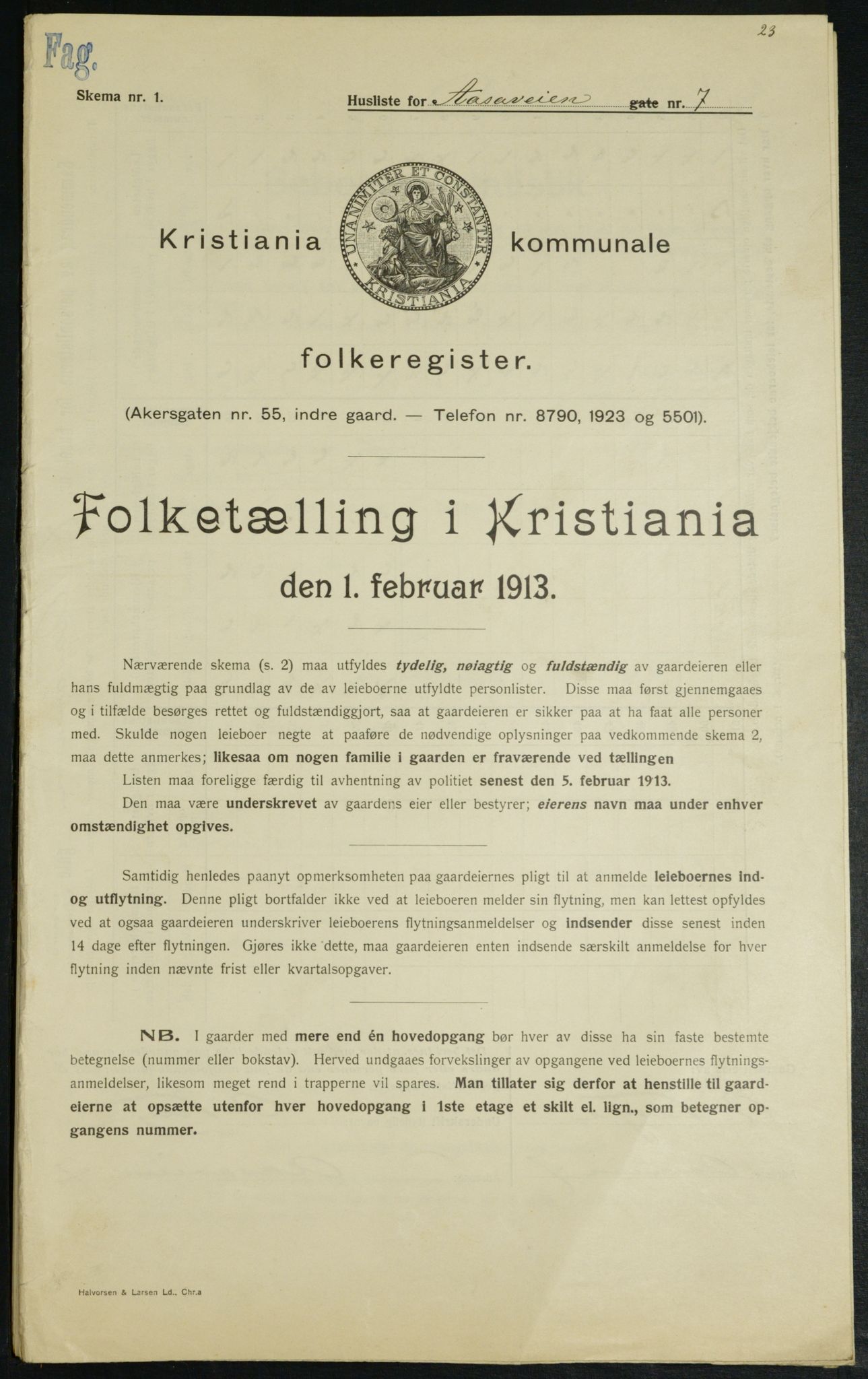 OBA, Municipal Census 1913 for Kristiania, 1913, p. 130839