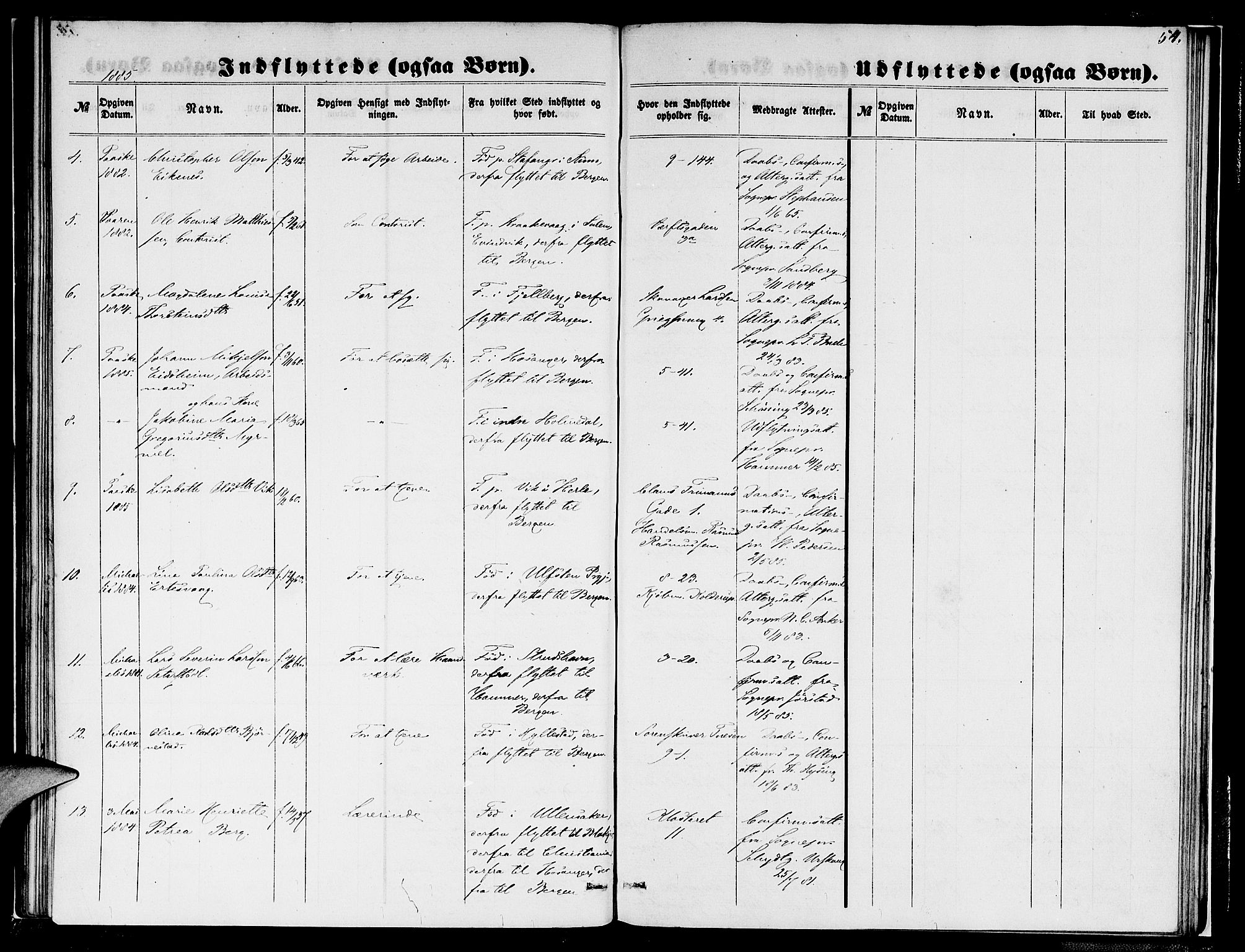 Nykirken Sokneprestembete, SAB/A-77101/H/Hab: Parish register (copy) no. F 2, 1859-1886, p. 55
