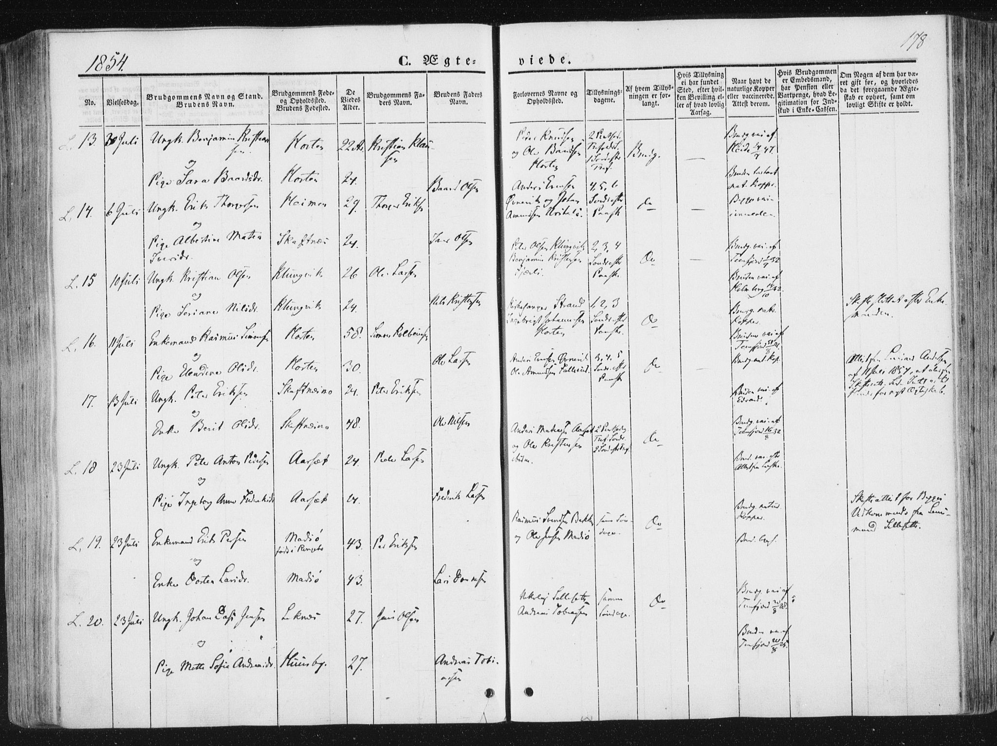 Ministerialprotokoller, klokkerbøker og fødselsregistre - Nord-Trøndelag, AV/SAT-A-1458/780/L0640: Parish register (official) no. 780A05, 1845-1856, p. 178