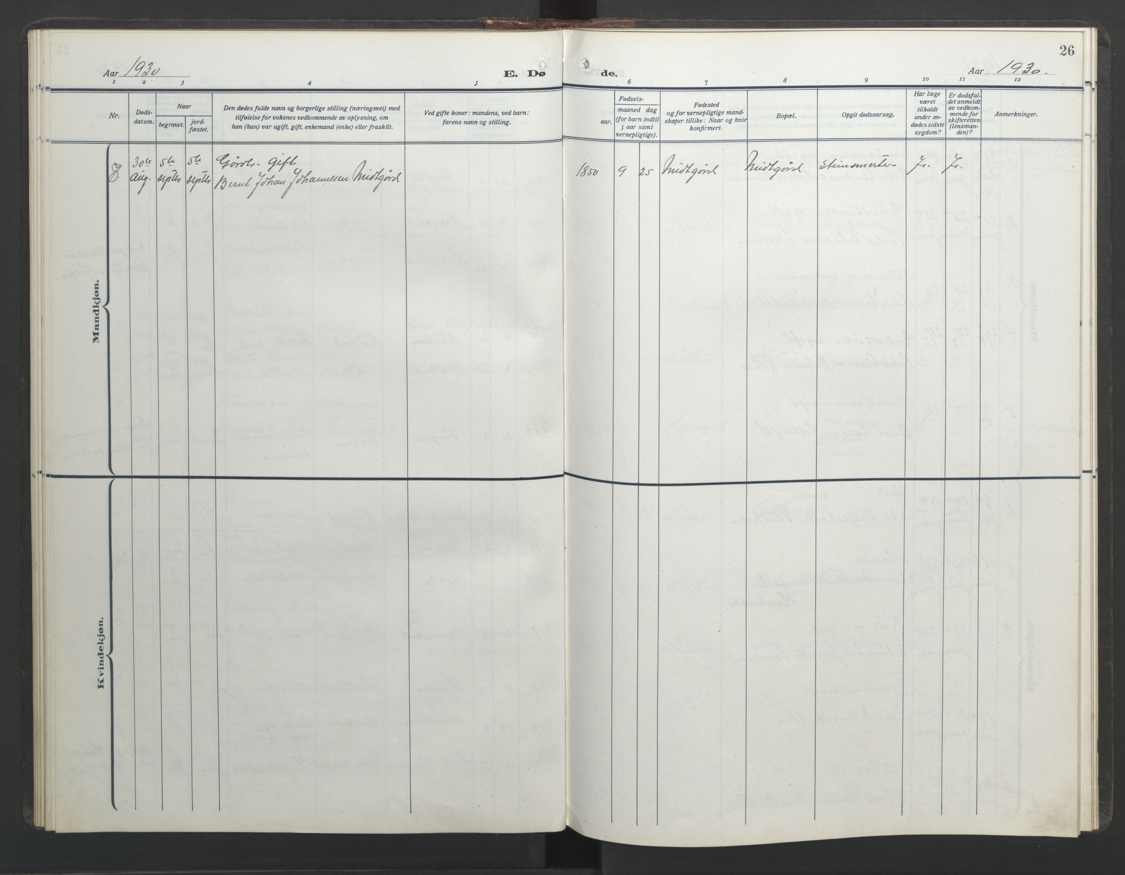 Ministerialprotokoller, klokkerbøker og fødselsregistre - Møre og Romsdal, AV/SAT-A-1454/517/L0233: Parish register (copy) no. 517C06, 1919-1945, p. 26