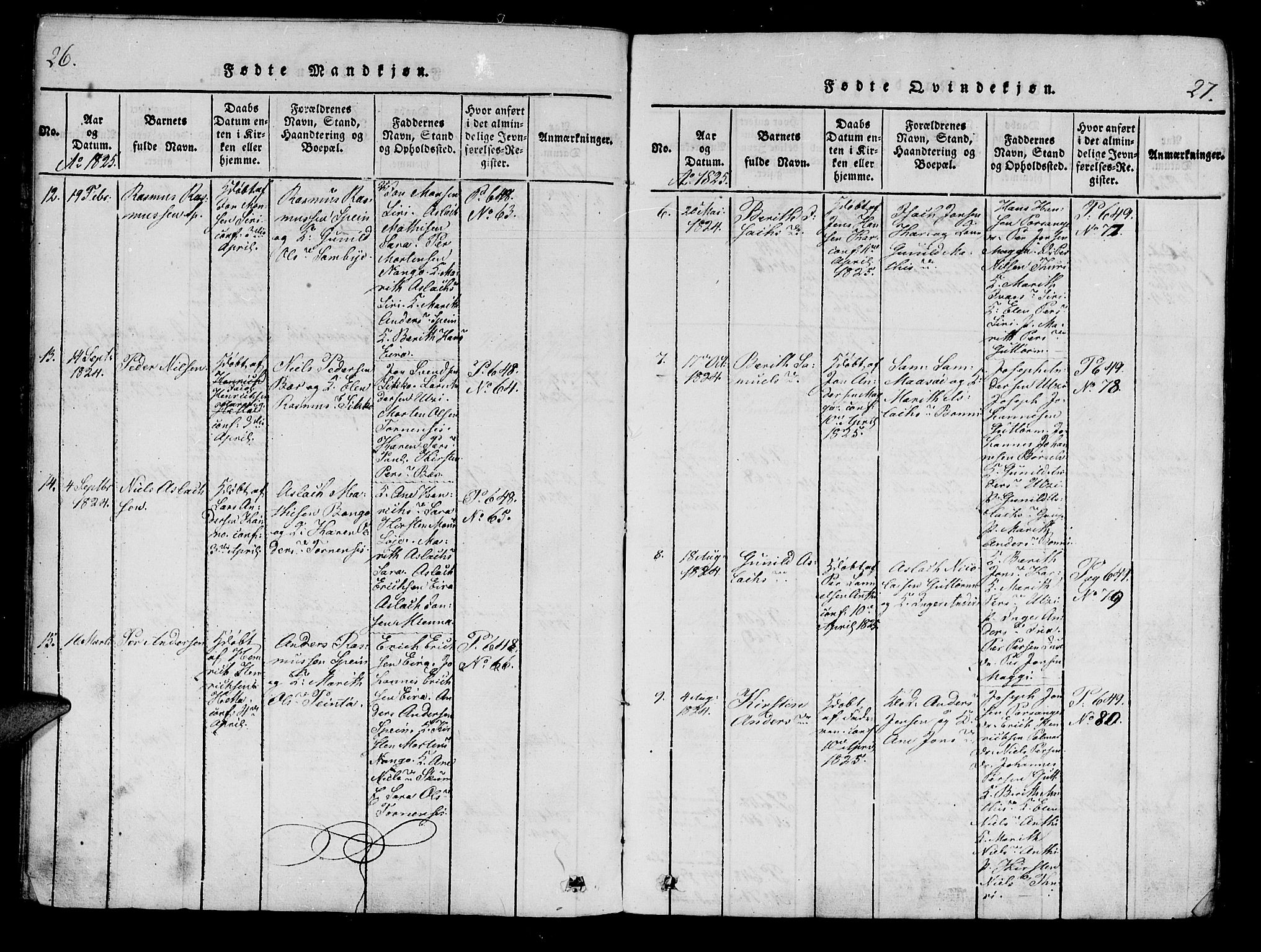 Kistrand/Porsanger sokneprestembete, SATØ/S-1351/H/Ha/L0010.kirke: Parish register (official) no. 10, 1821-1842, p. 26-27