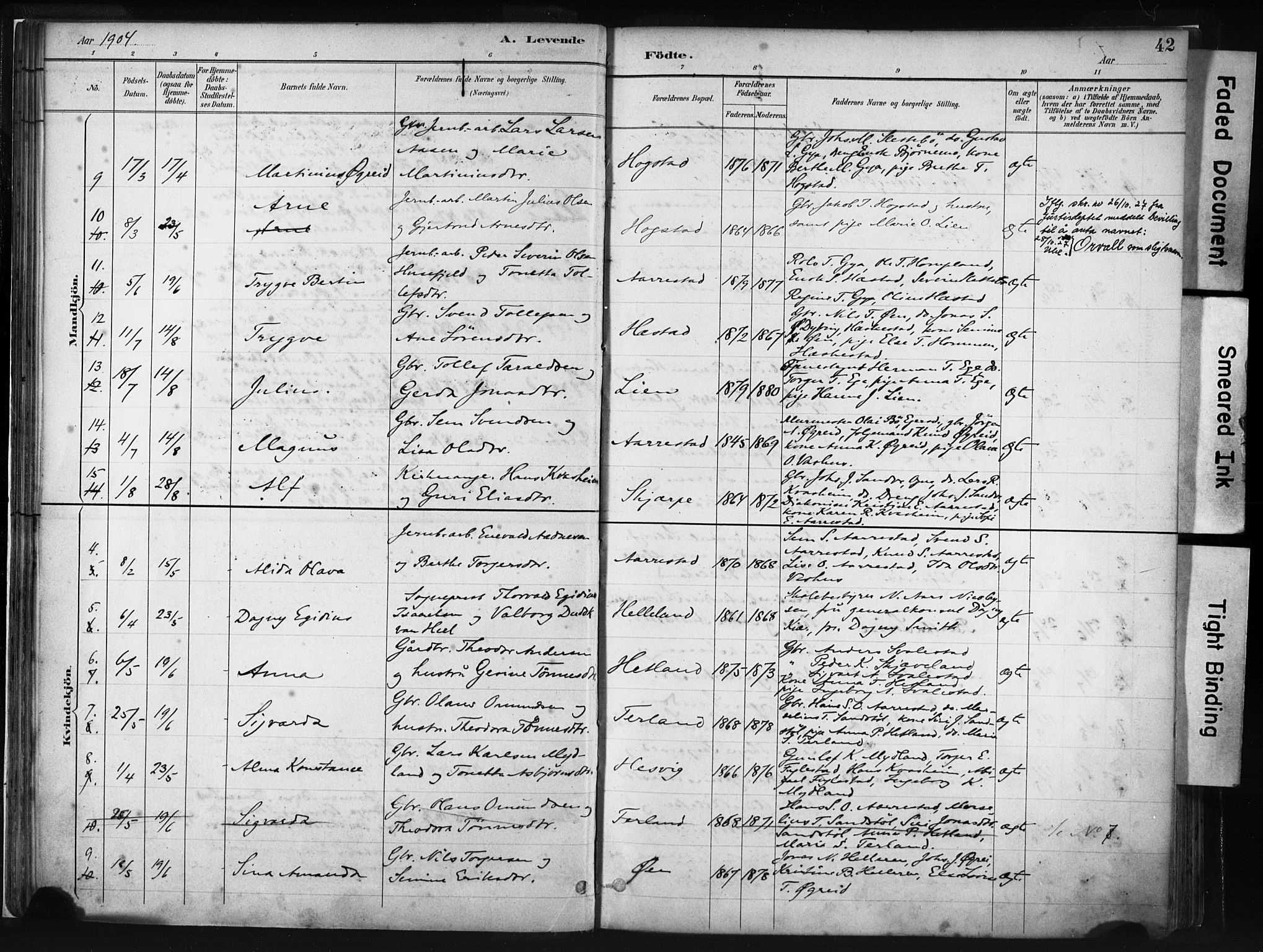 Helleland sokneprestkontor, SAST/A-101810: Parish register (official) no. A 8, 1887-1907, p. 42