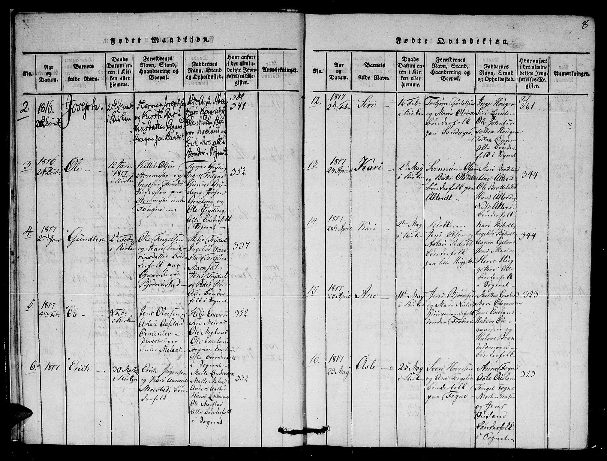 Gjerstad sokneprestkontor, AV/SAK-1111-0014/F/Fa/Faa/L0004: Parish register (official) no. A 4, 1816-1829, p. 8