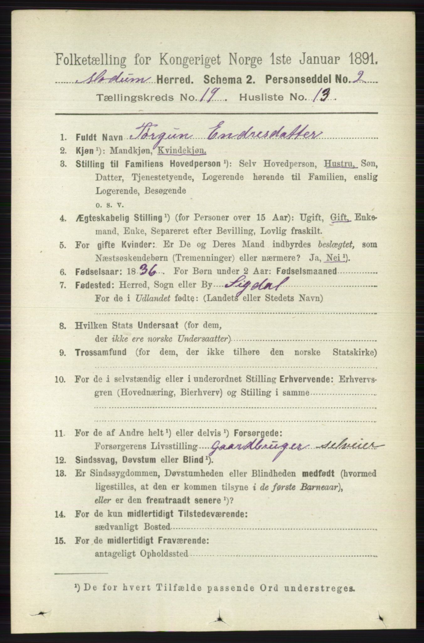 RA, 1891 census for 0623 Modum, 1891, p. 7667