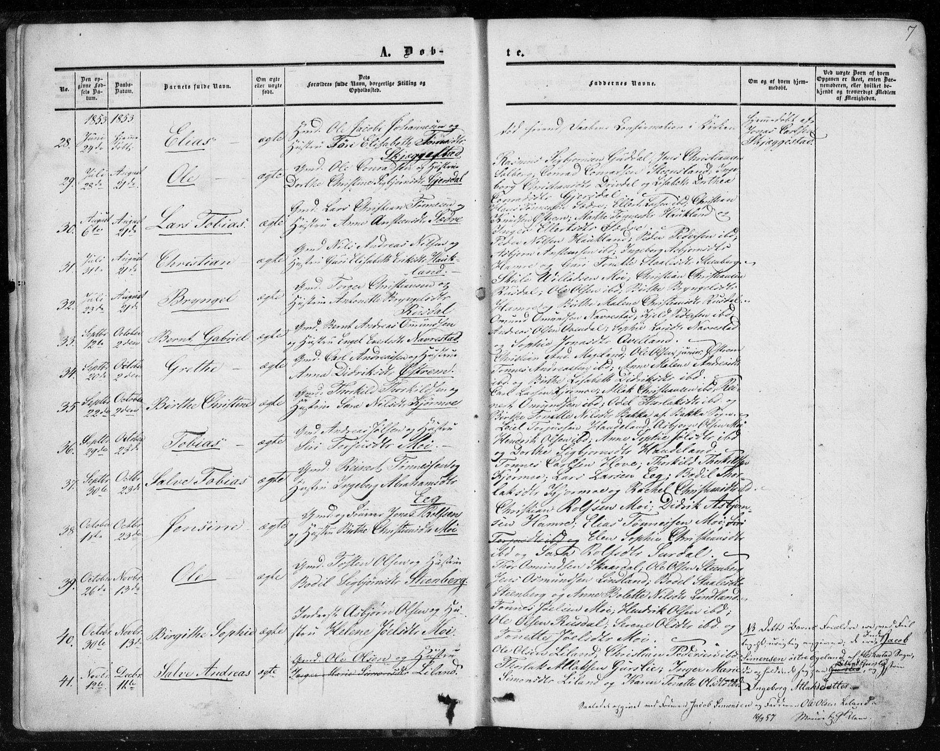 Lund sokneprestkontor, AV/SAST-A-101809/S06/L0009: Parish register (official) no. A 8, 1853-1877, p. 7