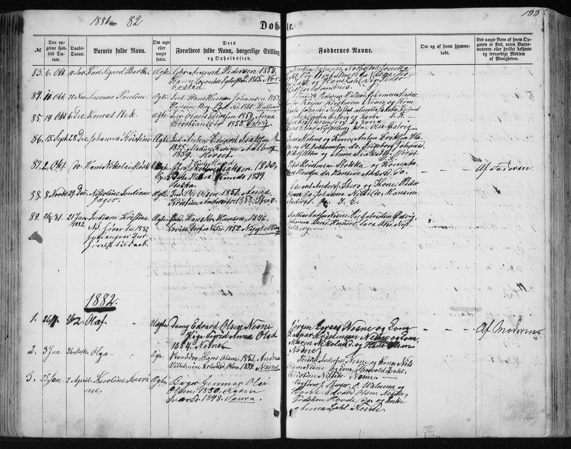 Ministerialprotokoller, klokkerbøker og fødselsregistre - Nordland, AV/SAT-A-1459/838/L0556: Parish register (copy) no. 838C03, 1861-1893, p. 133