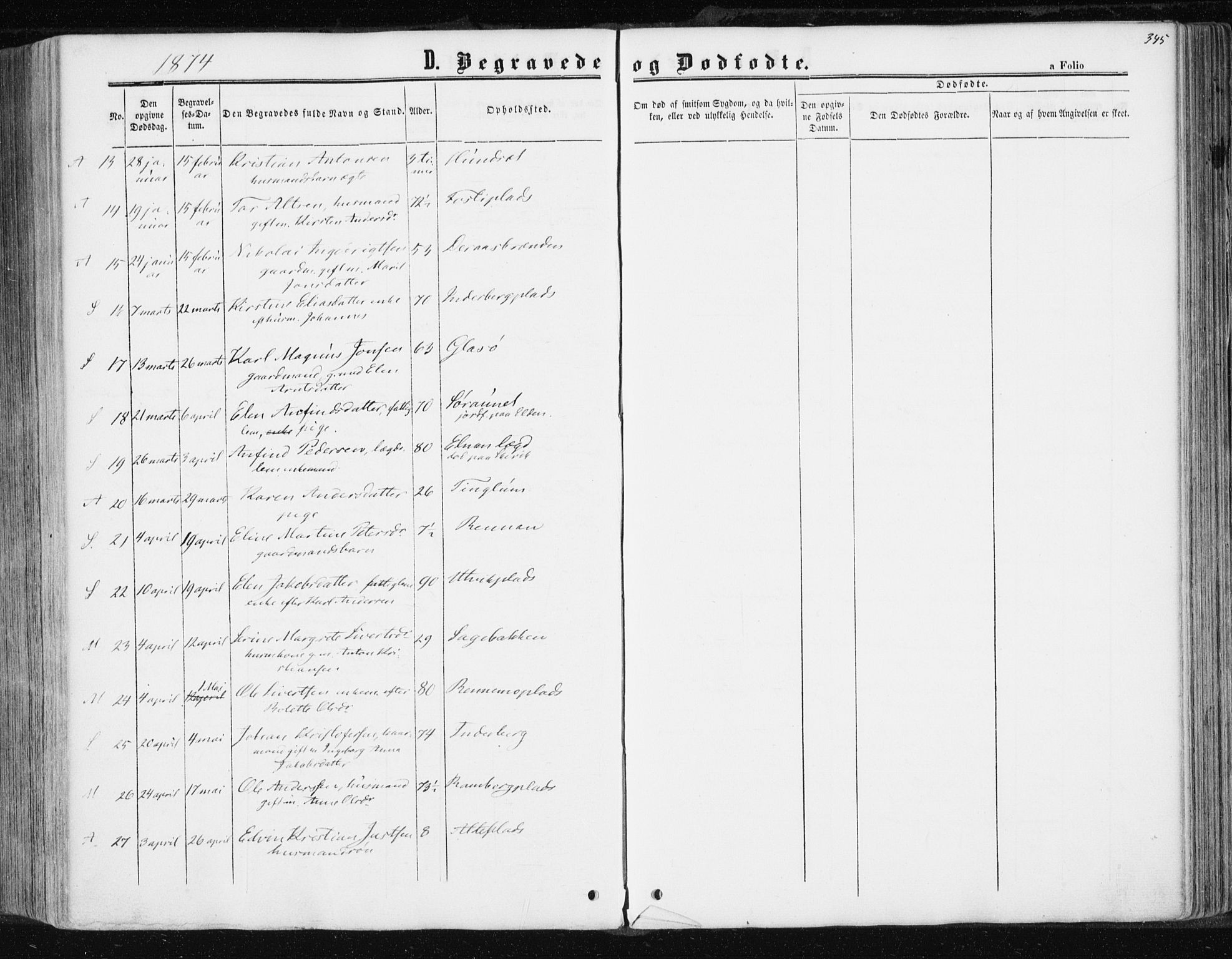 Ministerialprotokoller, klokkerbøker og fødselsregistre - Nord-Trøndelag, AV/SAT-A-1458/741/L0394: Parish register (official) no. 741A08, 1864-1877, p. 345