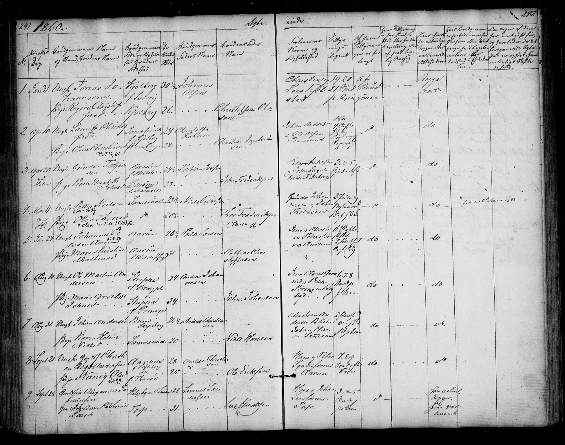 Borge prestekontor Kirkebøker, SAO/A-10903/F/Fa/L0005: Parish register (official) no. I 5, 1848-1860, p. 291-292