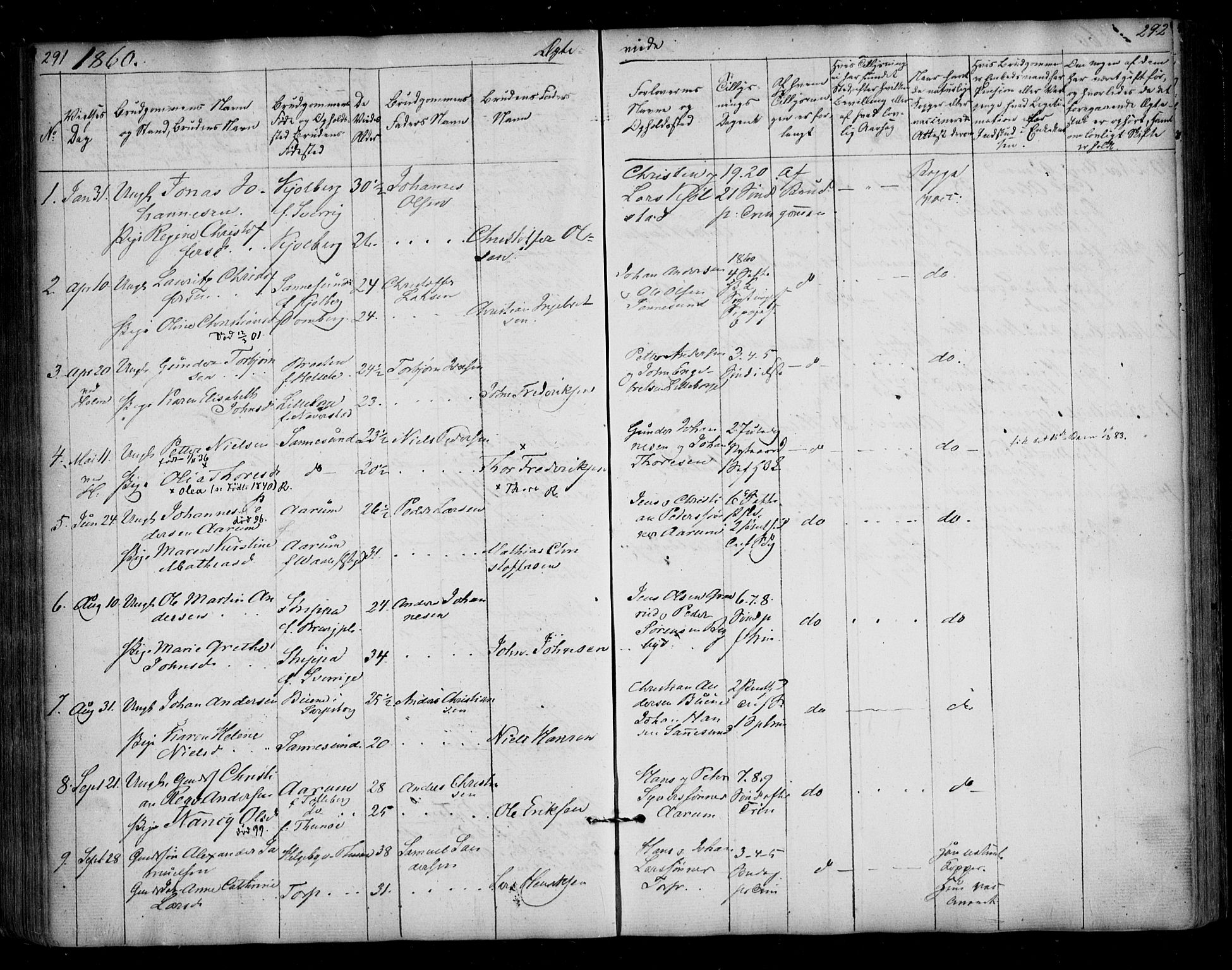 Borge prestekontor Kirkebøker, AV/SAO-A-10903/F/Fa/L0005: Parish register (official) no. I 5, 1848-1860, p. 291-292