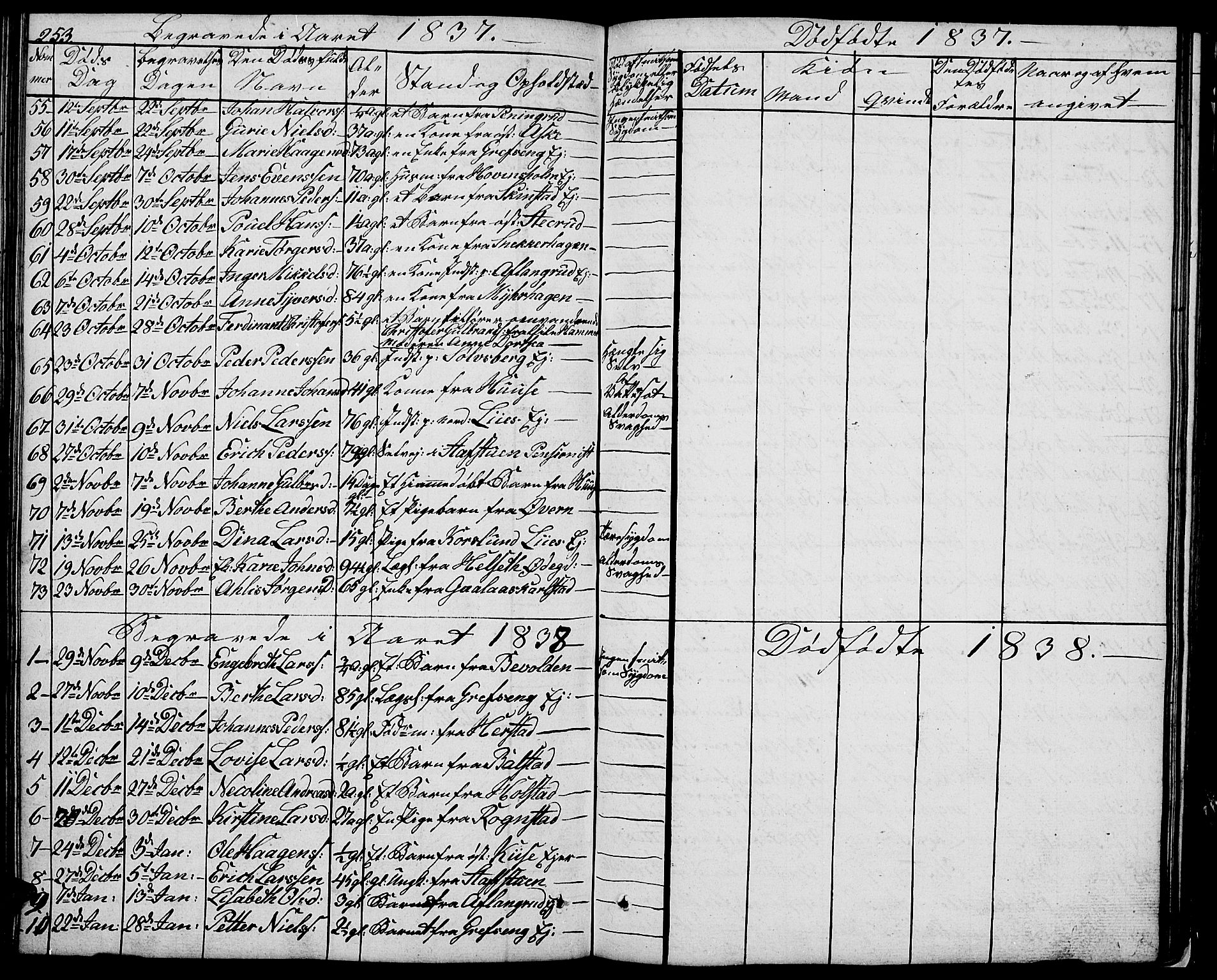 Nes prestekontor, Hedmark, SAH/PREST-020/L/La/L0004: Parish register (copy) no. 4, 1832-1861, p. 253