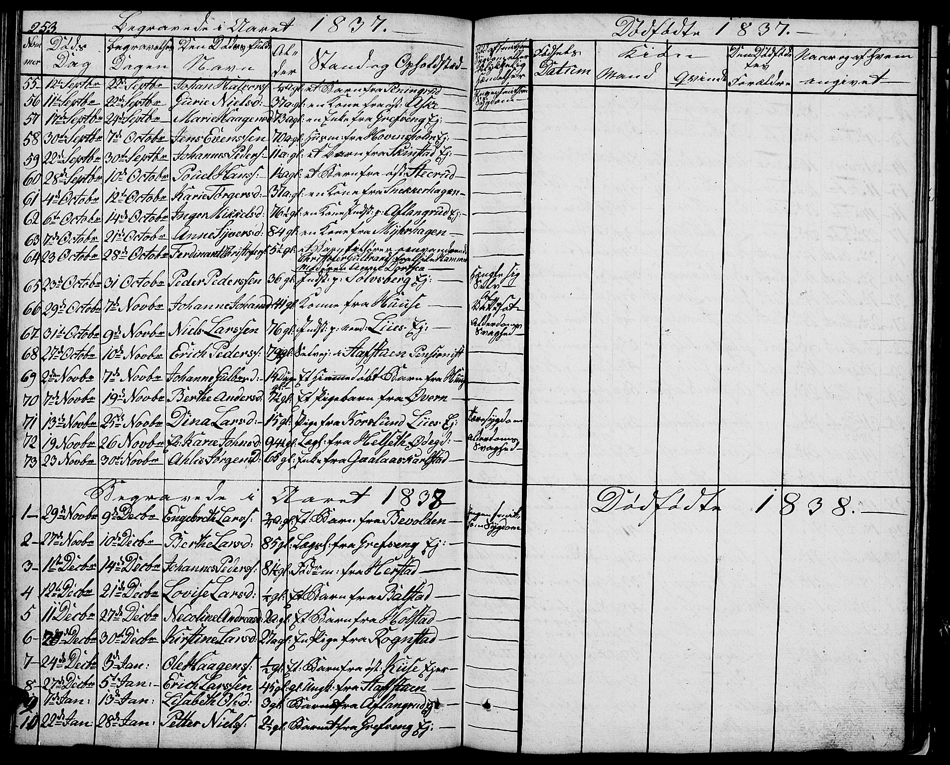 Nes prestekontor, Hedmark, AV/SAH-PREST-020/L/La/L0004: Parish register (copy) no. 4, 1832-1861, p. 253