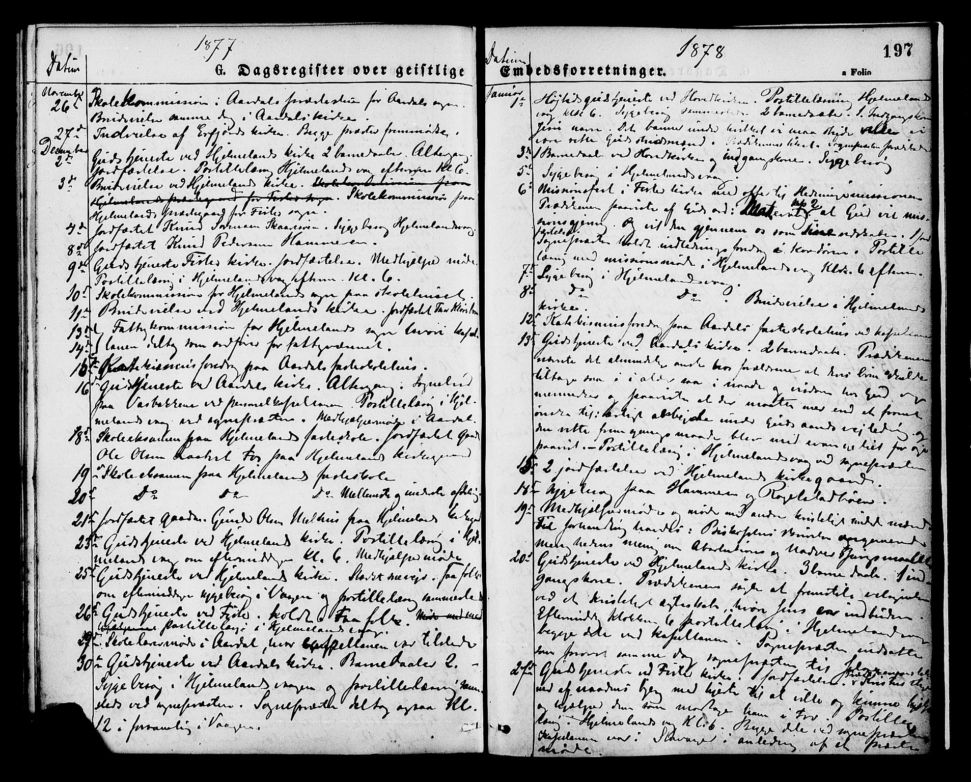 Hjelmeland sokneprestkontor, SAST/A-101843/01/IV/L0013: Parish register (official) no. A 13, 1872-1886, p. 197