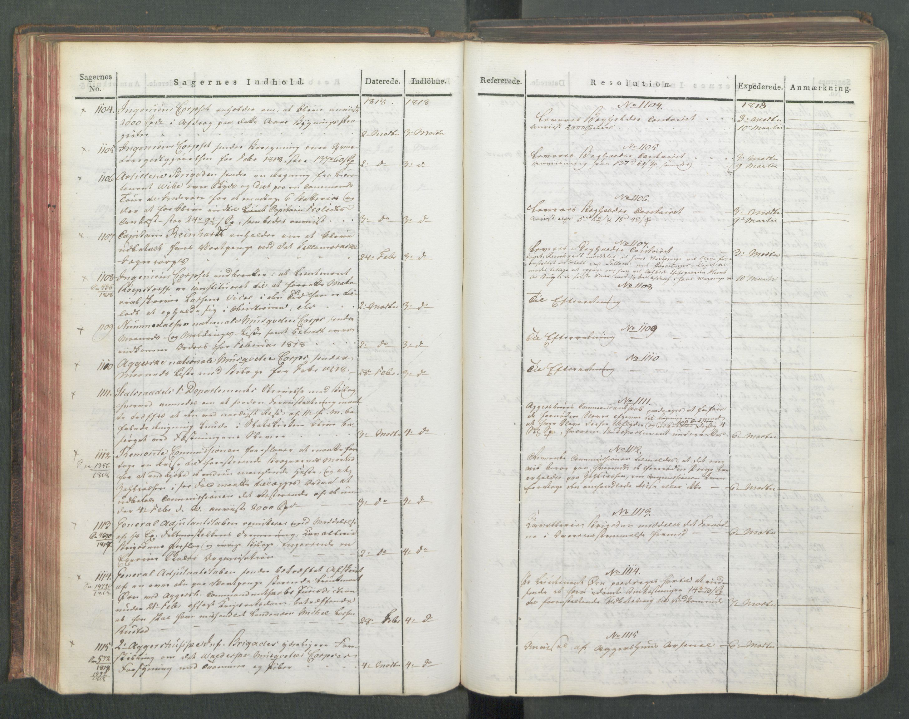 Armédepartementet, RA/RAFA-3493/C/Ca/L0015: 6. Departements Journal, 1818
