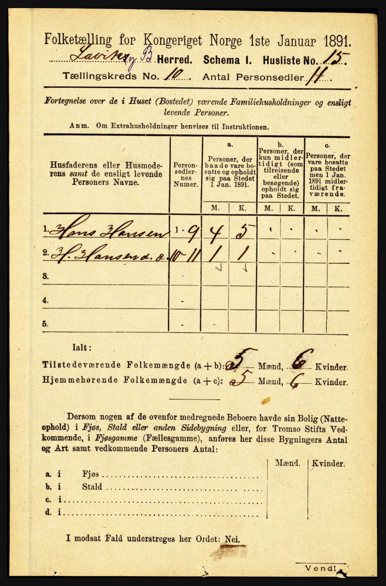 RA, 1891 census for 1415 Lavik og Brekke, 1891, p. 1971