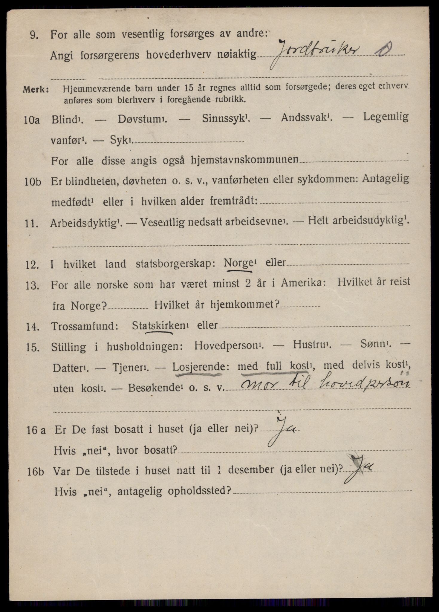 SAT, 1920 census for Vestnes, 1920, p. 1866