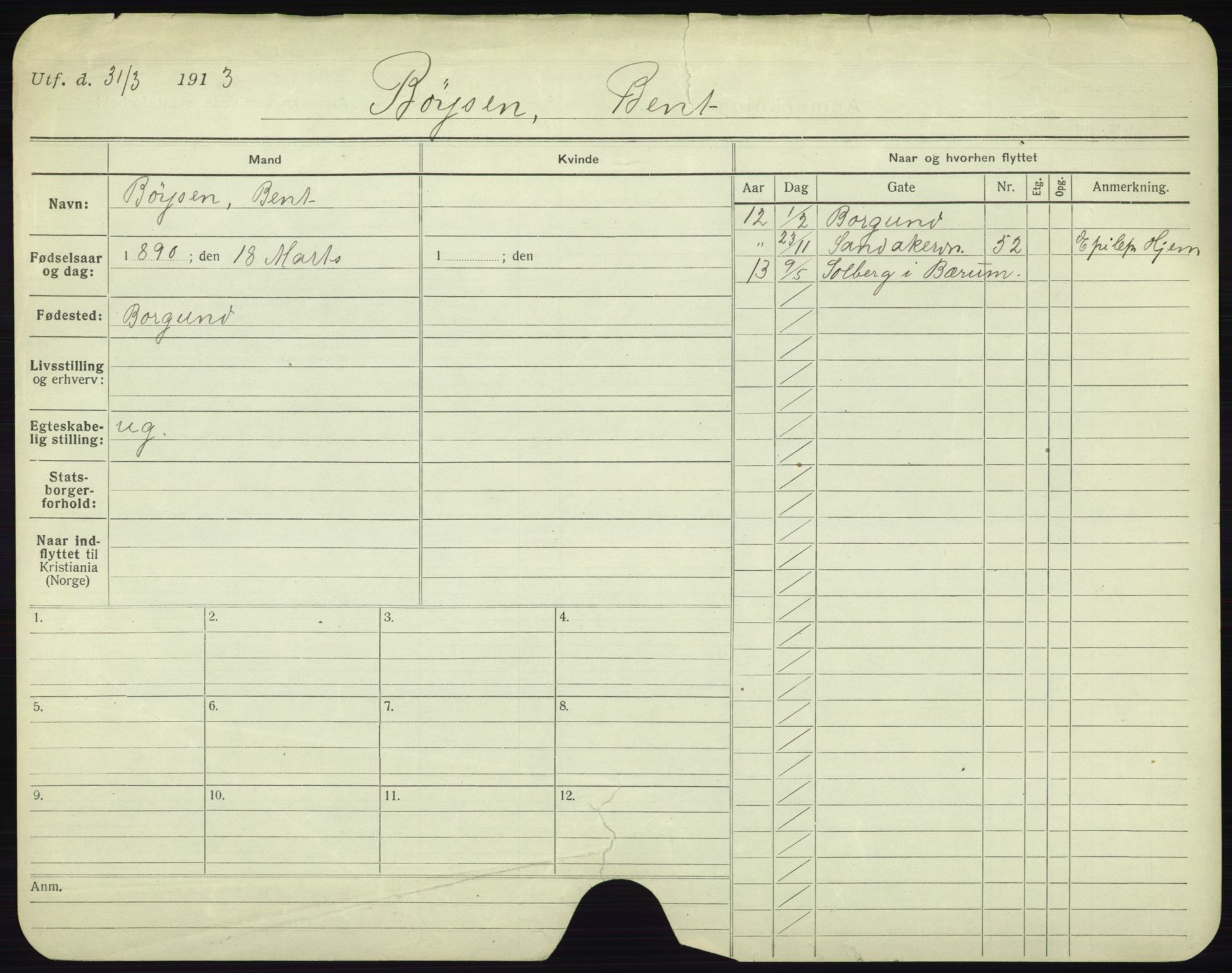 Oslo folkeregister, Registerkort, AV/SAO-A-11715/F/Fa/Fac/L0002: Menn, 1906-1914, p. 150a