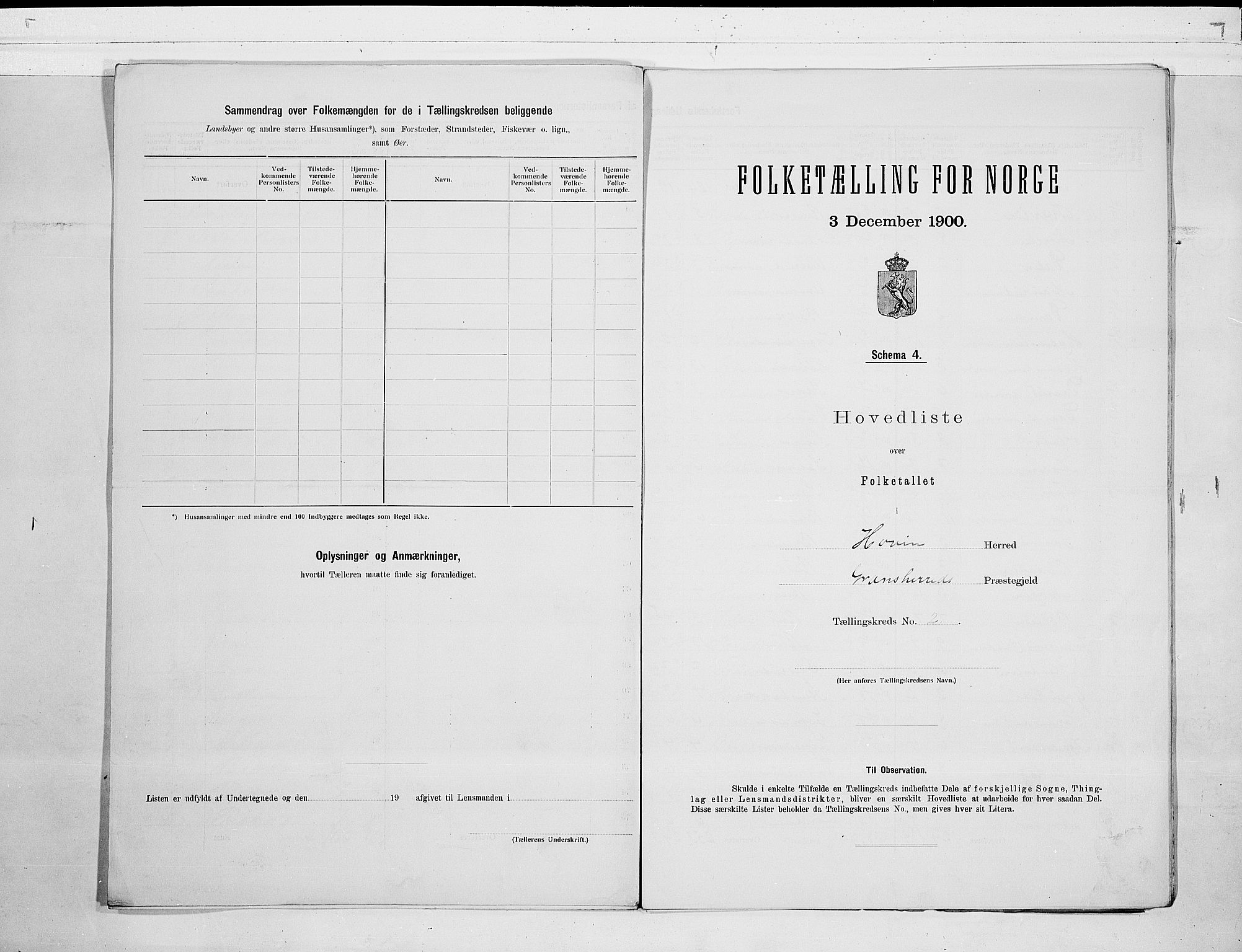 SAKO, 1900 census for Hovin, 1900, p. 6