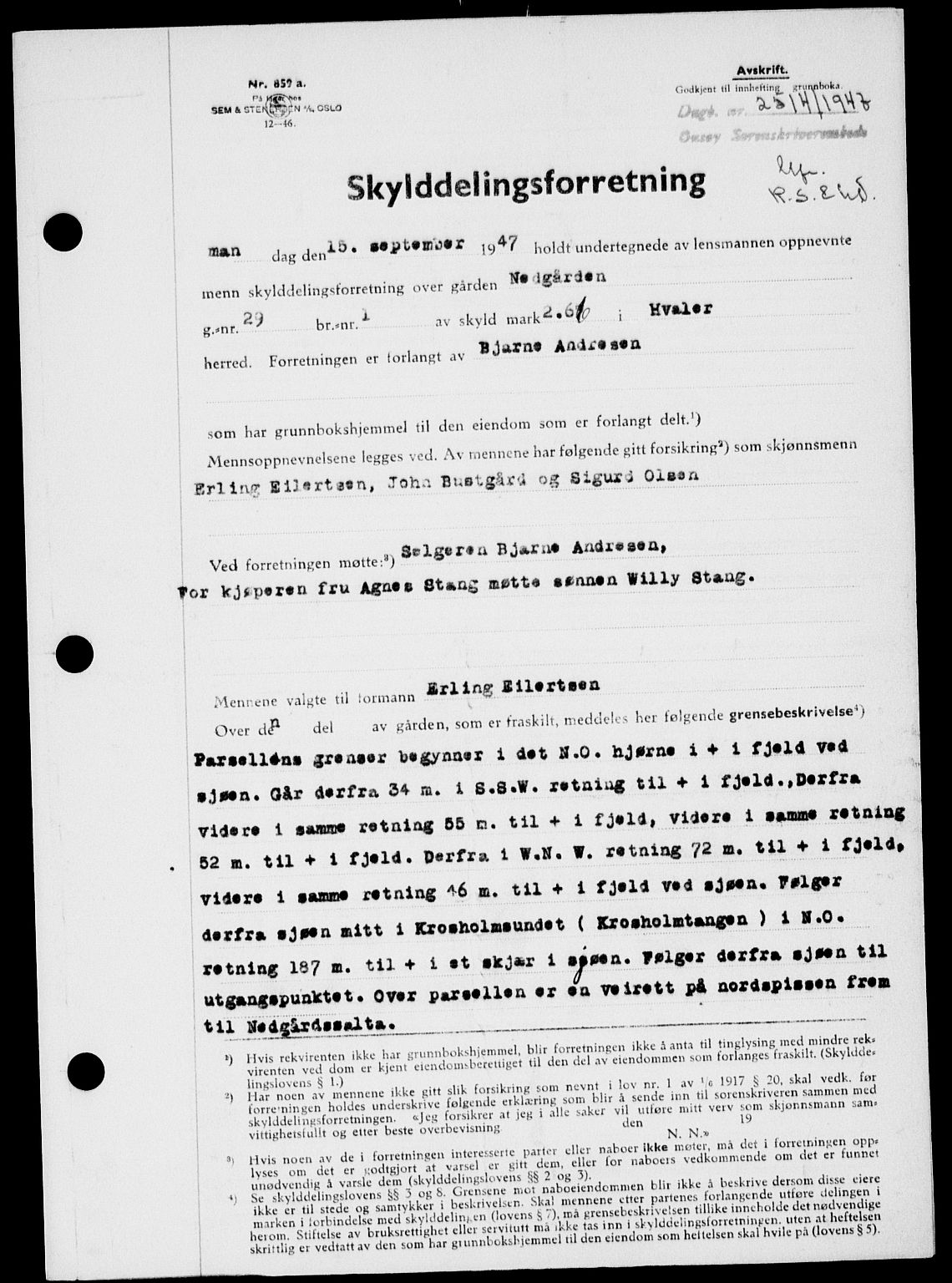 Onsøy sorenskriveri, SAO/A-10474/G/Ga/Gab/L0021: Mortgage book no. II A-21, 1947-1947, Diary no: : 2514/1947