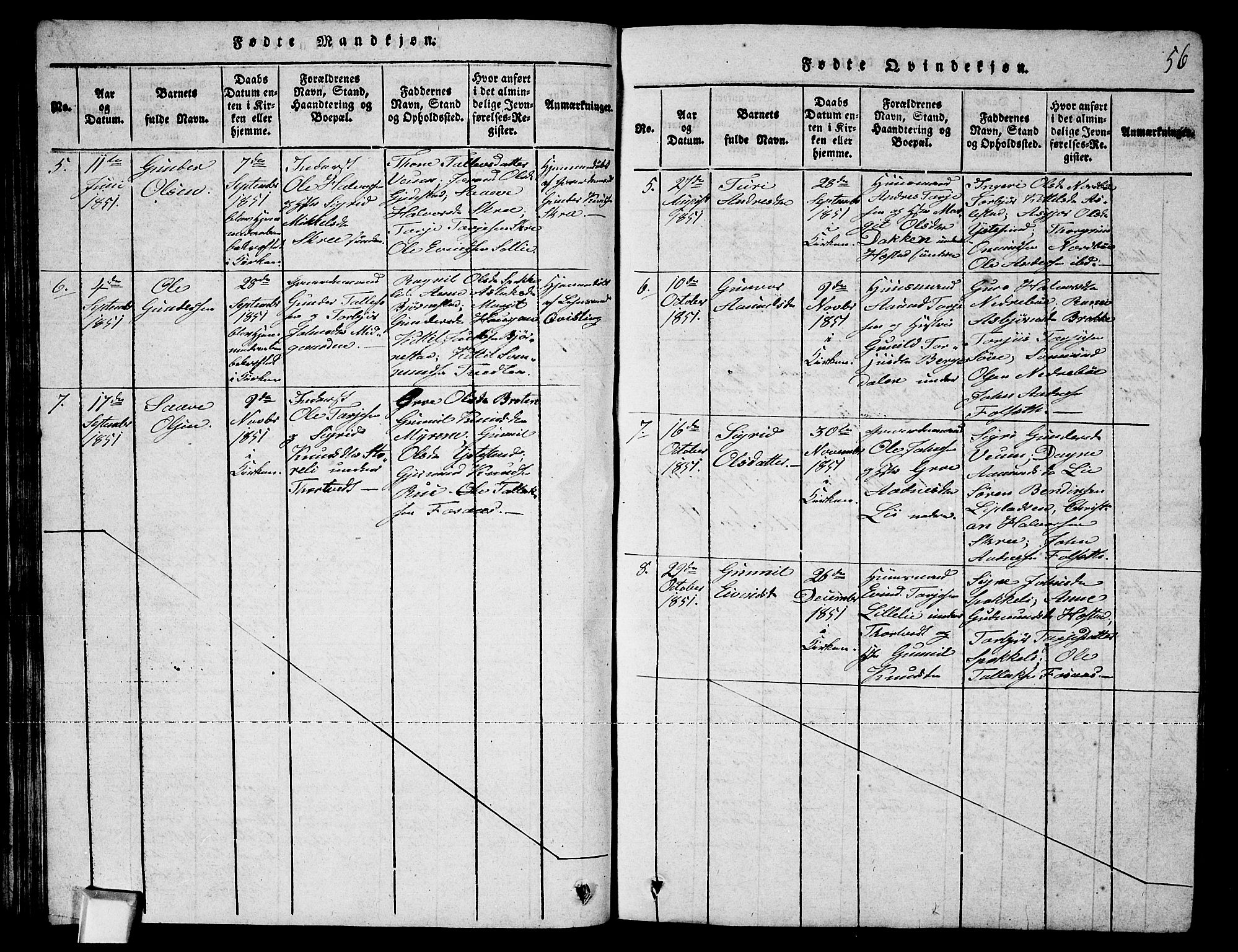 Fyresdal kirkebøker, SAKO/A-263/G/Ga/L0003: Parish register (copy) no. I 3, 1815-1863, p. 56