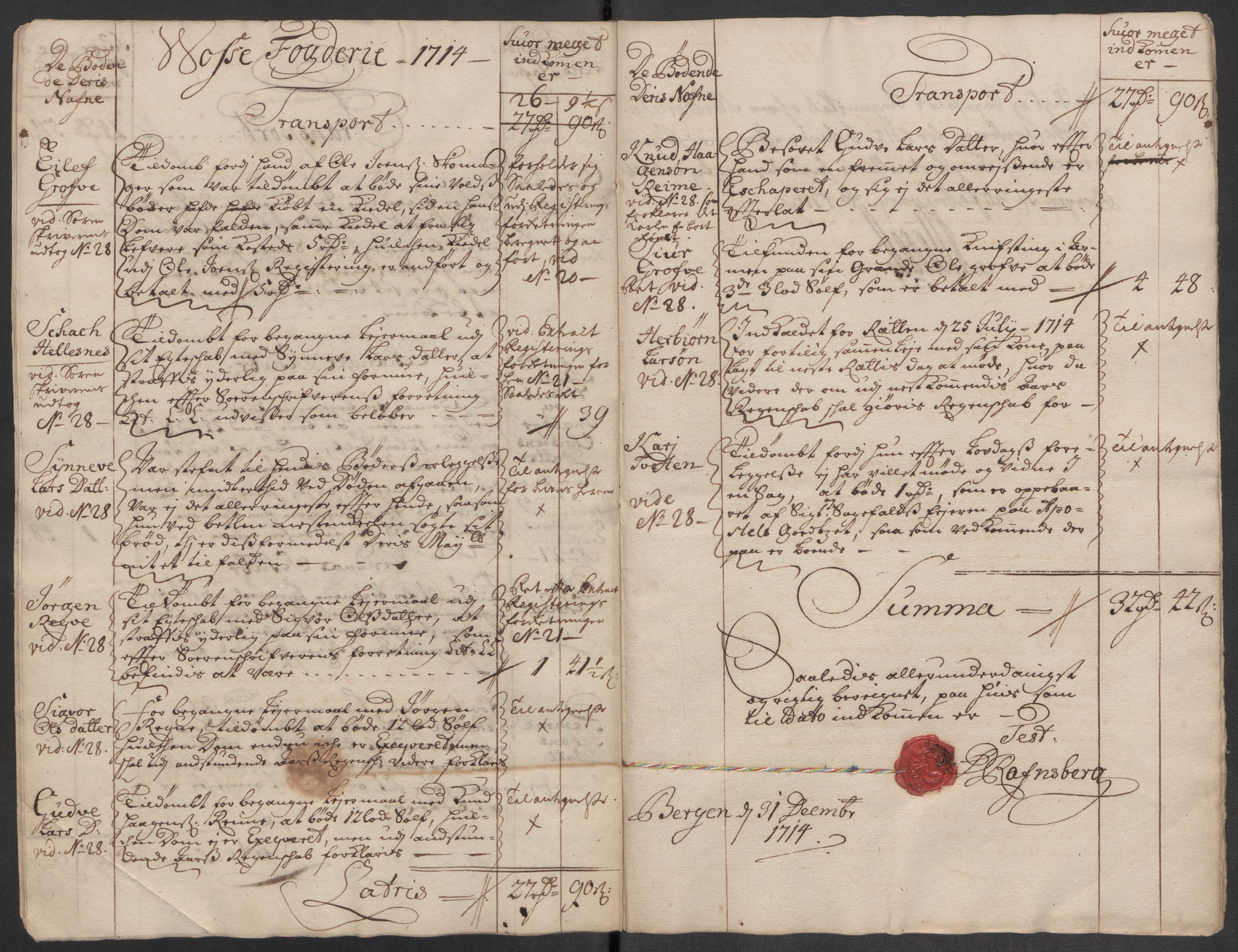 Rentekammeret inntil 1814, Reviderte regnskaper, Fogderegnskap, AV/RA-EA-4092/R51/L3197: Fogderegnskap Nordhordland og Voss, 1714, p. 228