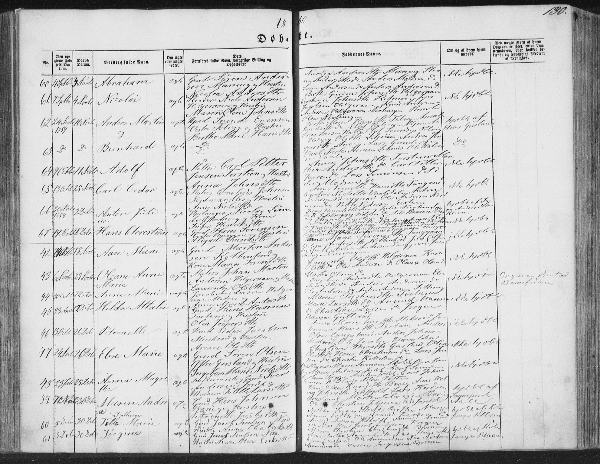 Brunlanes kirkebøker, AV/SAKO-A-342/F/Fa/L0004: Parish register (official) no. I 4, 1846-1862, p. 130