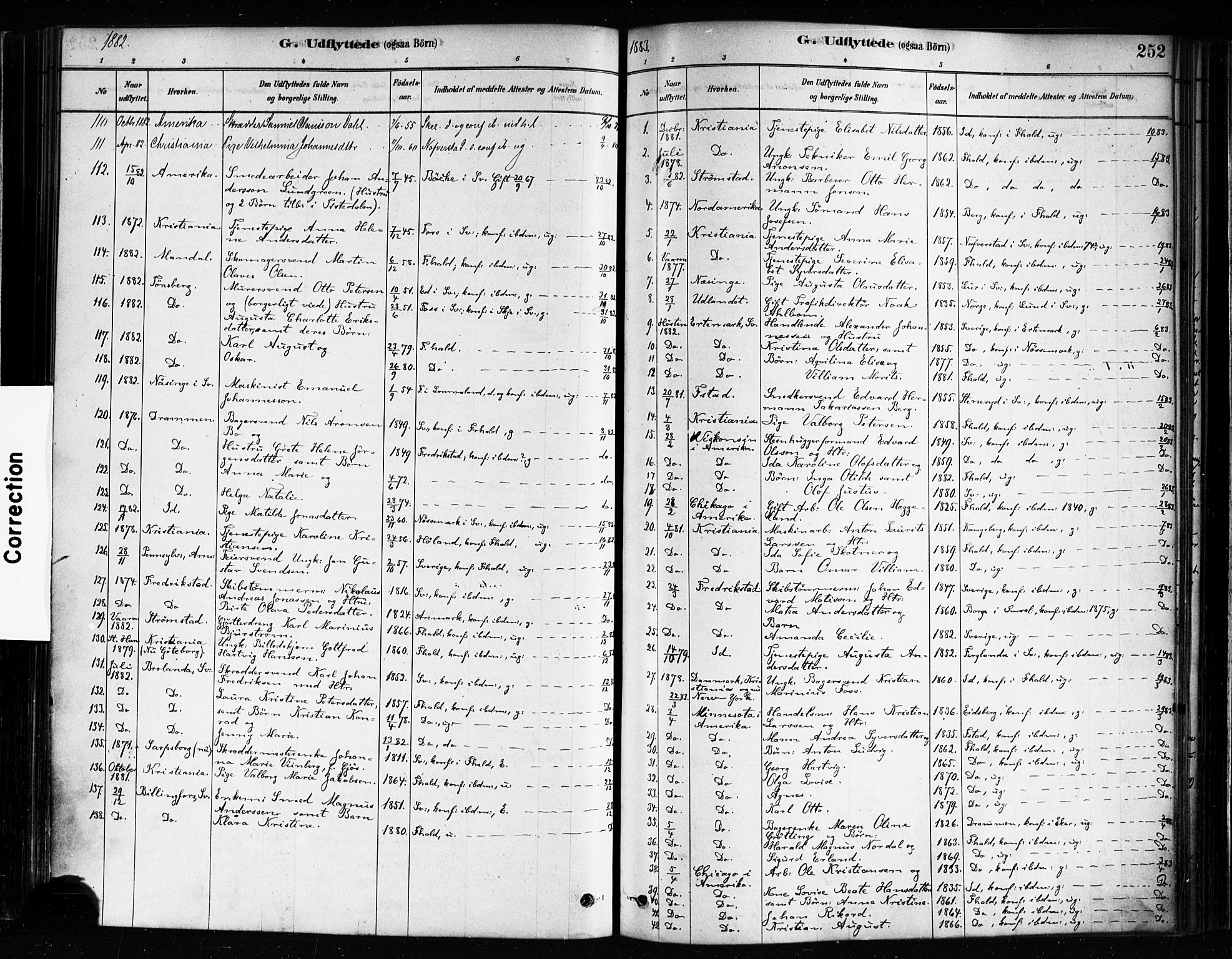 Halden prestekontor Kirkebøker, AV/SAO-A-10909/F/Fa/L0012: Parish register (official) no. I 12, 1878-1889, p. 252