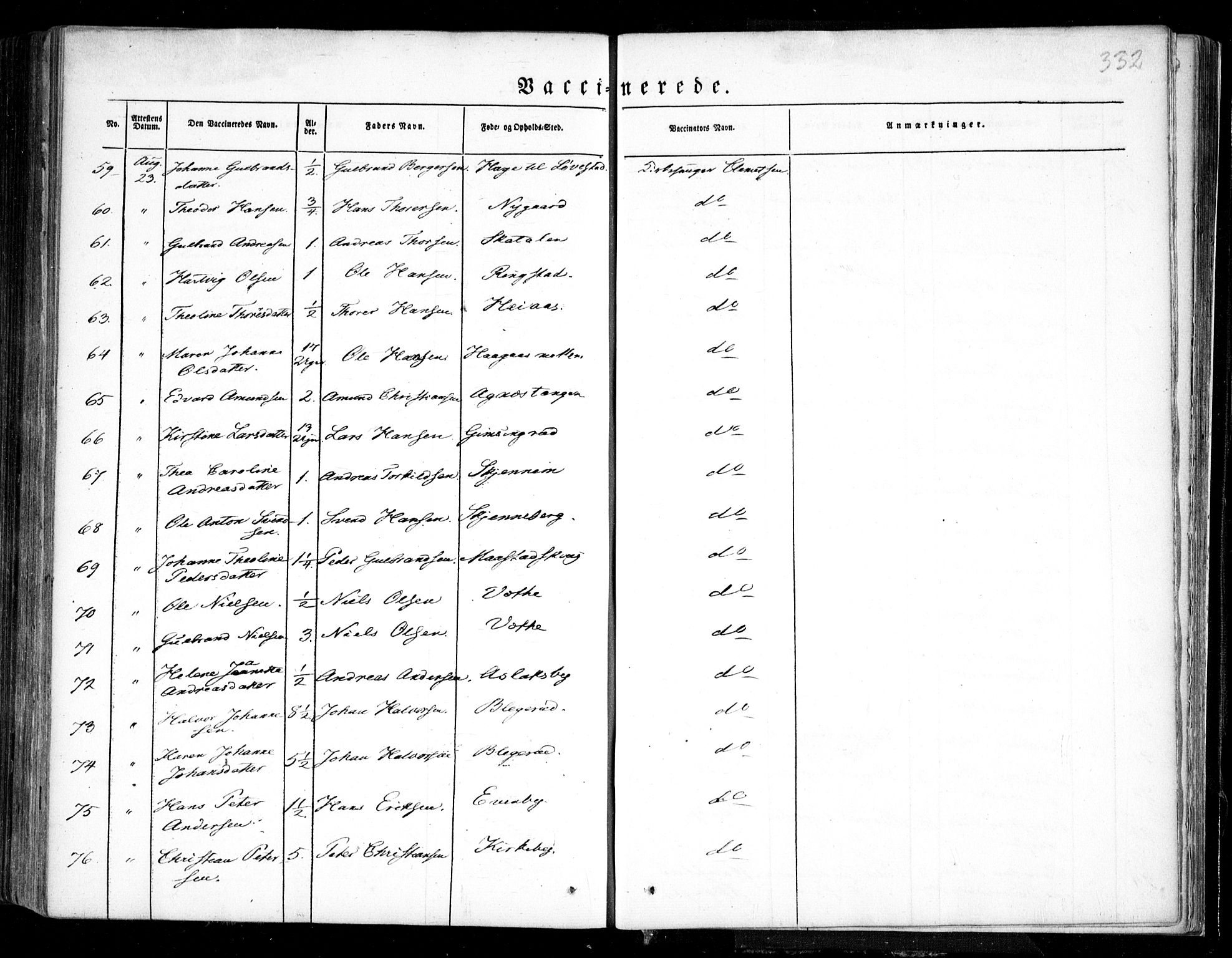 Trøgstad prestekontor Kirkebøker, AV/SAO-A-10925/F/Fa/L0007: Parish register (official) no. I 7, 1845-1854, p. 332