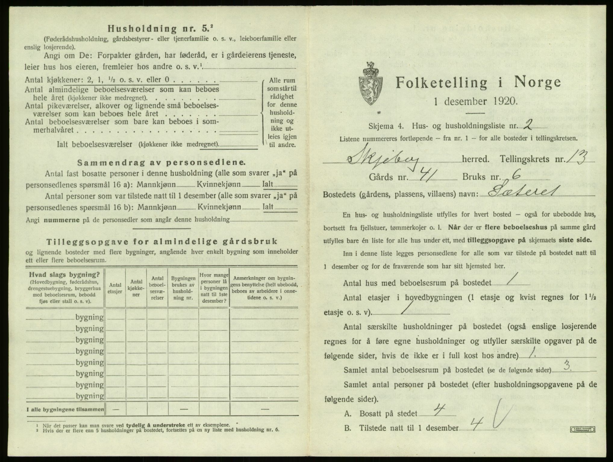 SAO, 1920 census for Skjeberg, 1920, p. 1735