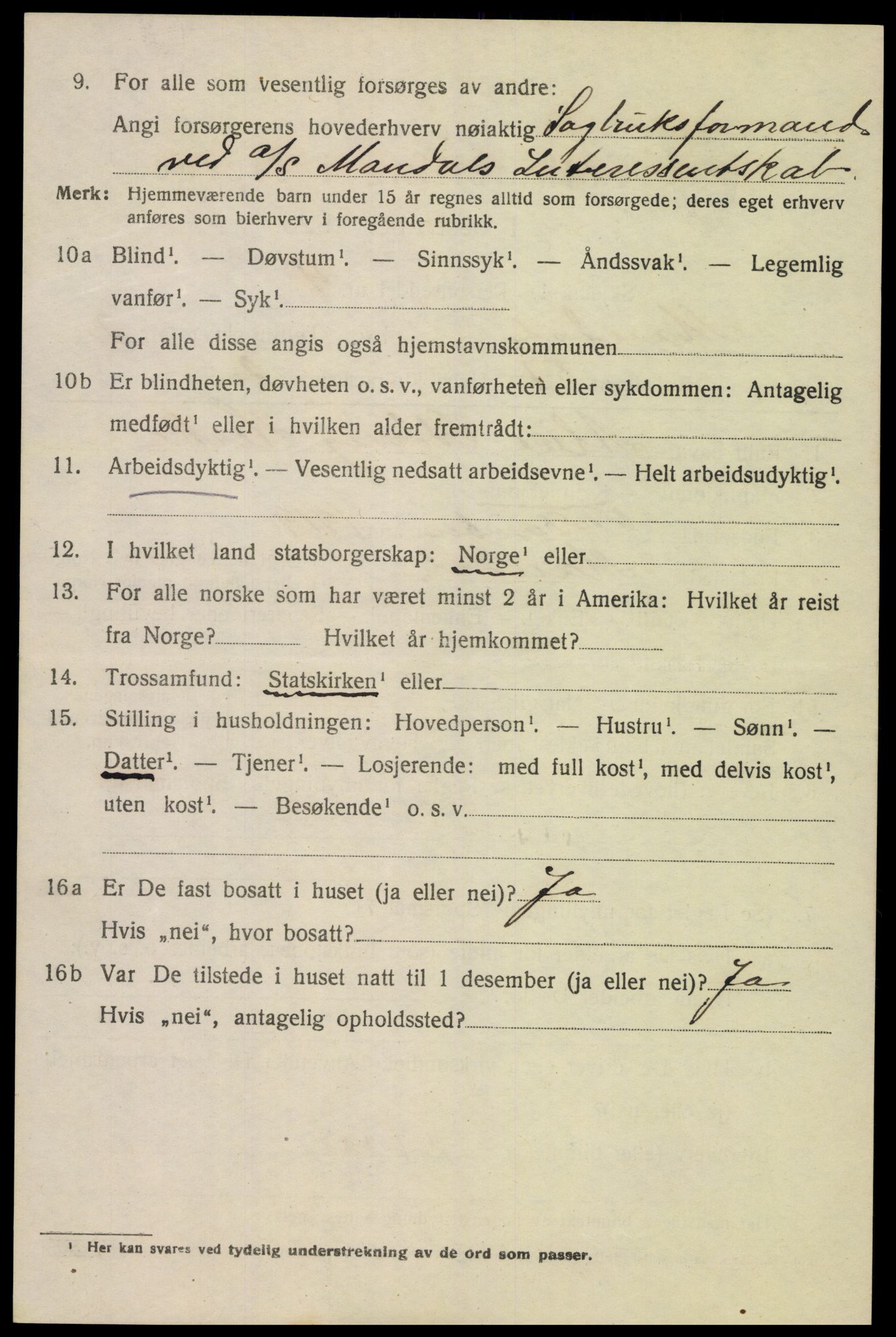 SAK, 1920 census for Mandal, 1920, p. 4750