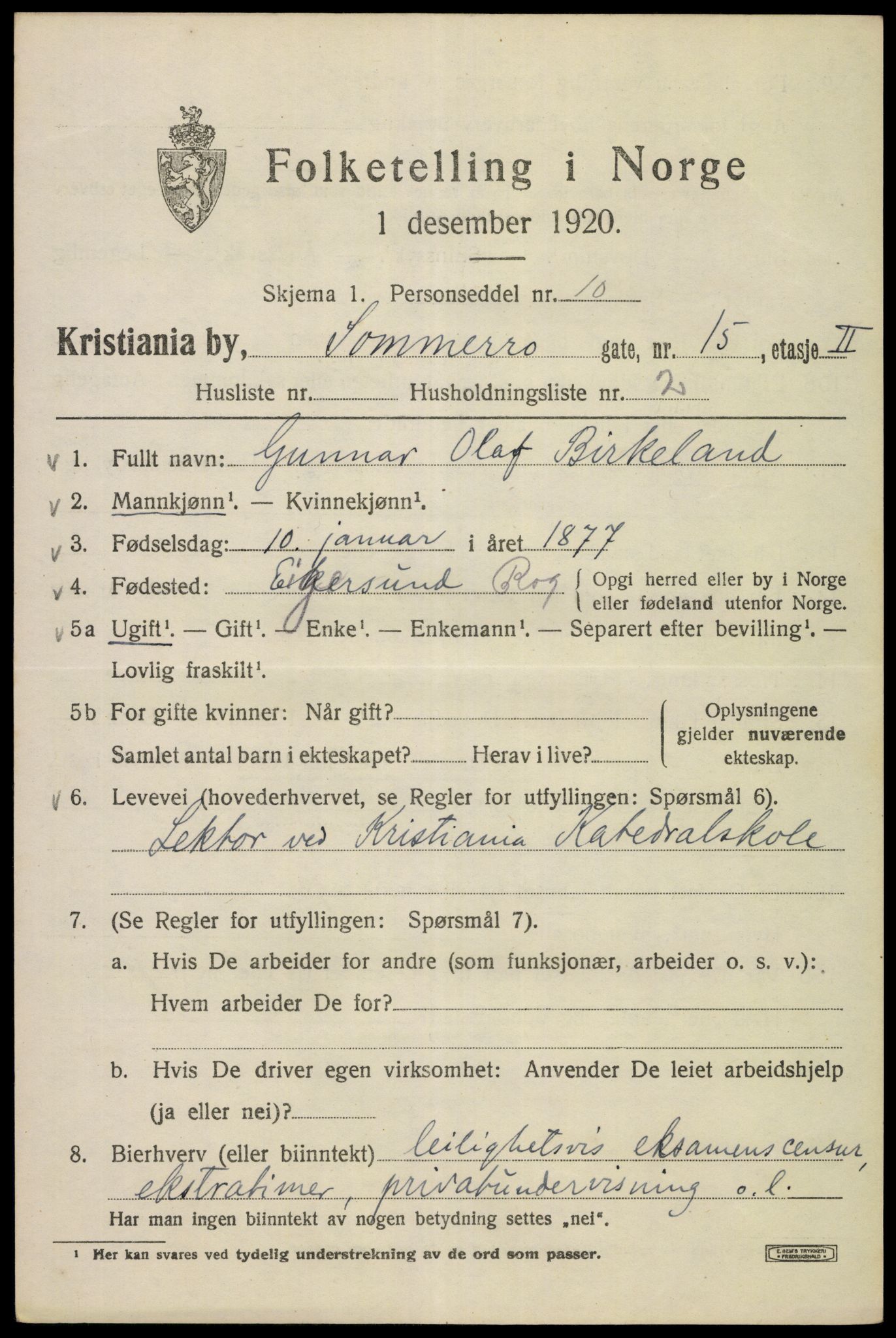 SAO, 1920 census for Kristiania, 1920, p. 528069