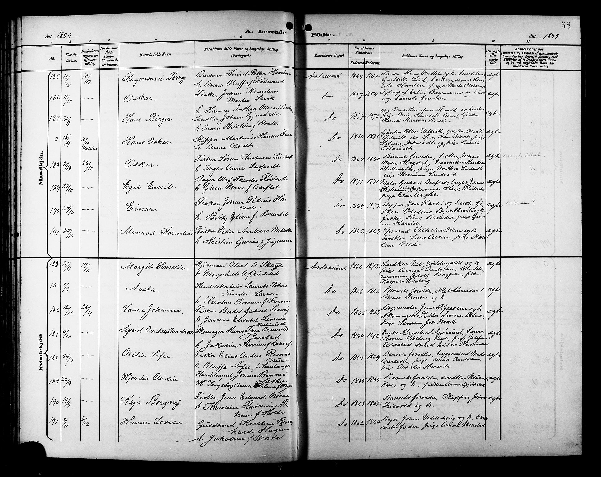 Ministerialprotokoller, klokkerbøker og fødselsregistre - Møre og Romsdal, AV/SAT-A-1454/529/L0468: Parish register (copy) no. 529C05, 1897-1908, p. 58