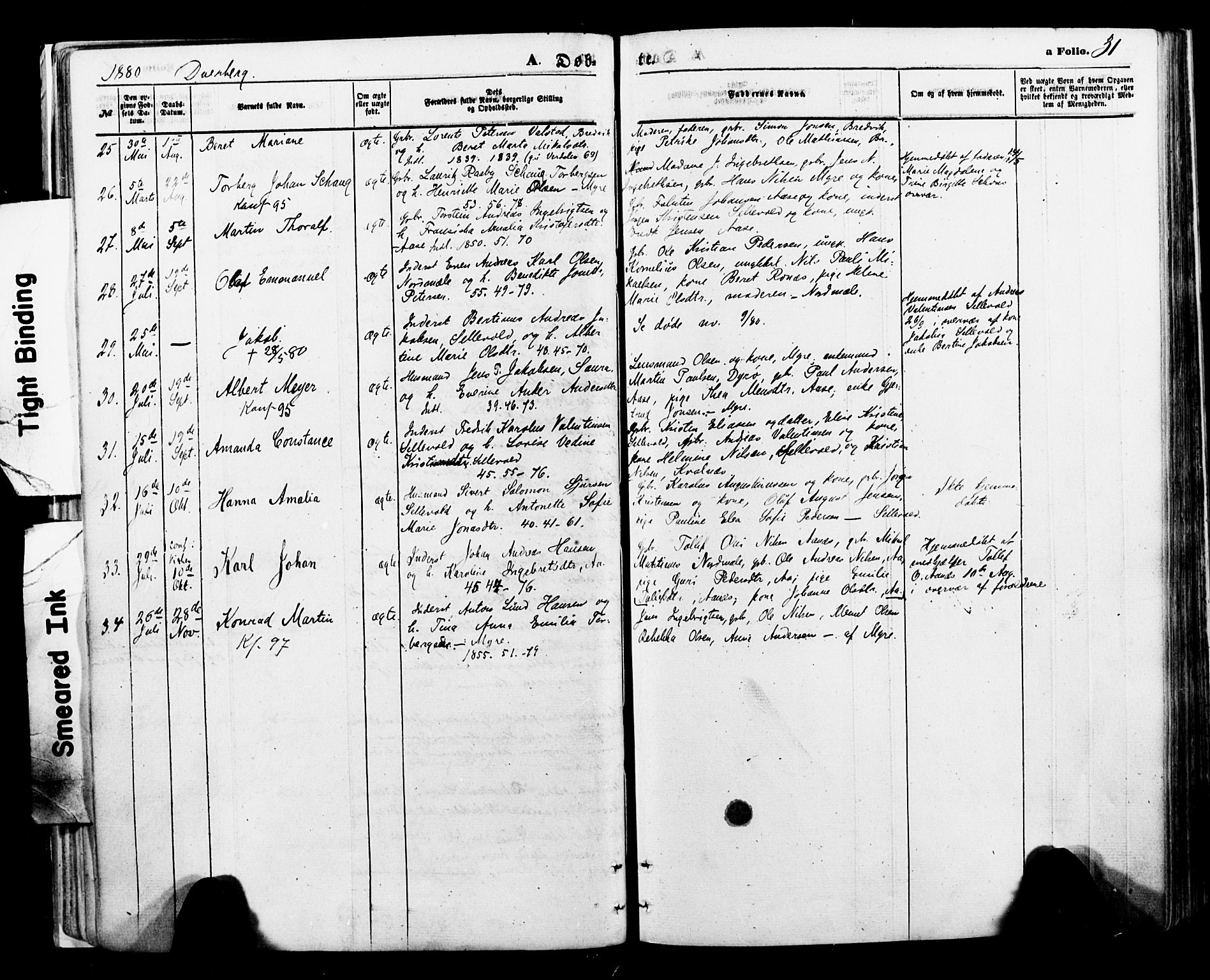 Ministerialprotokoller, klokkerbøker og fødselsregistre - Nordland, SAT/A-1459/897/L1397: Parish register (official) no. 897A05 /1, 1867-1880, p. 31