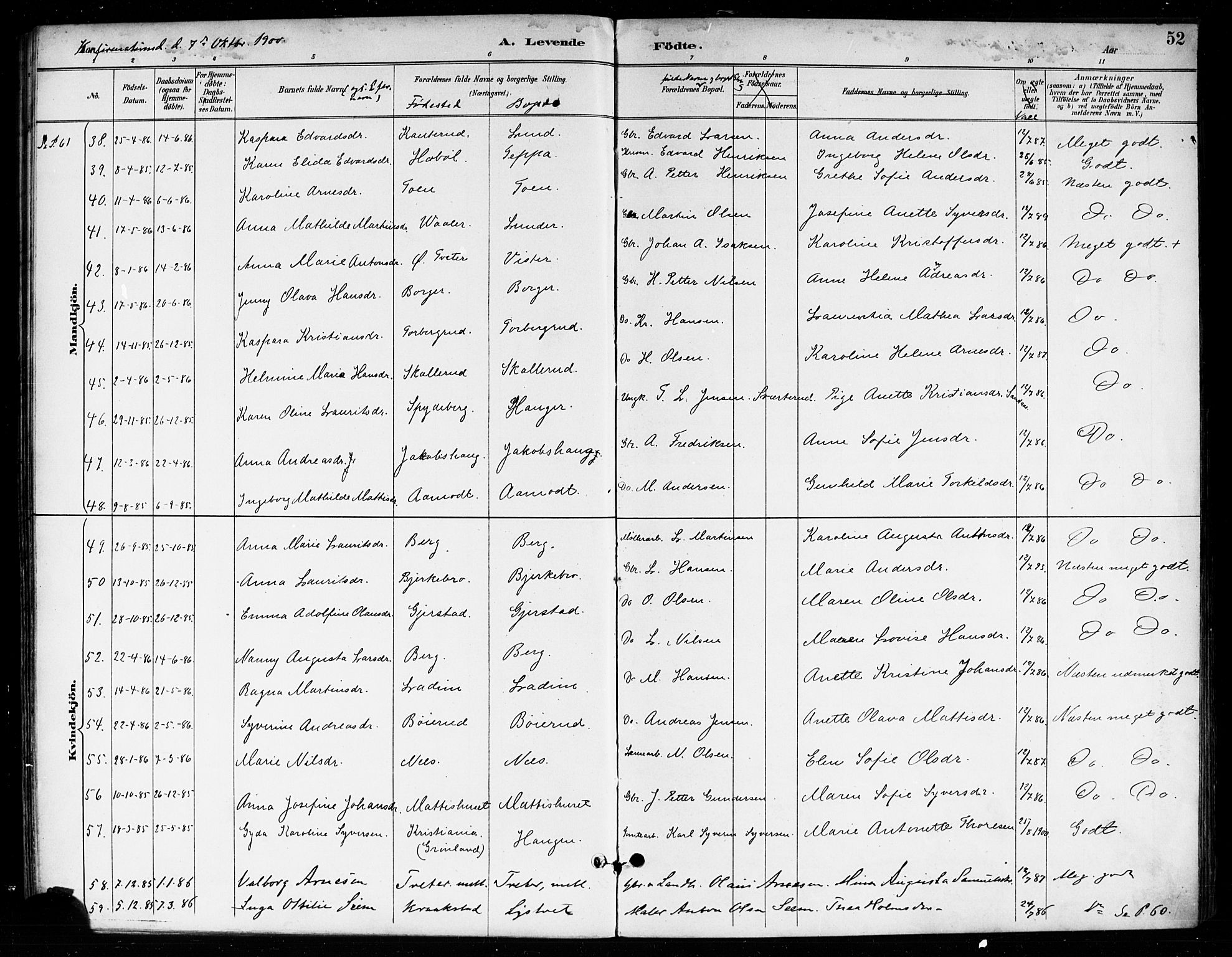 Skiptvet prestekontor Kirkebøker, SAO/A-20009/F/Fa/L0010: Parish register (official) no. 10, 1890-1900, p. 52