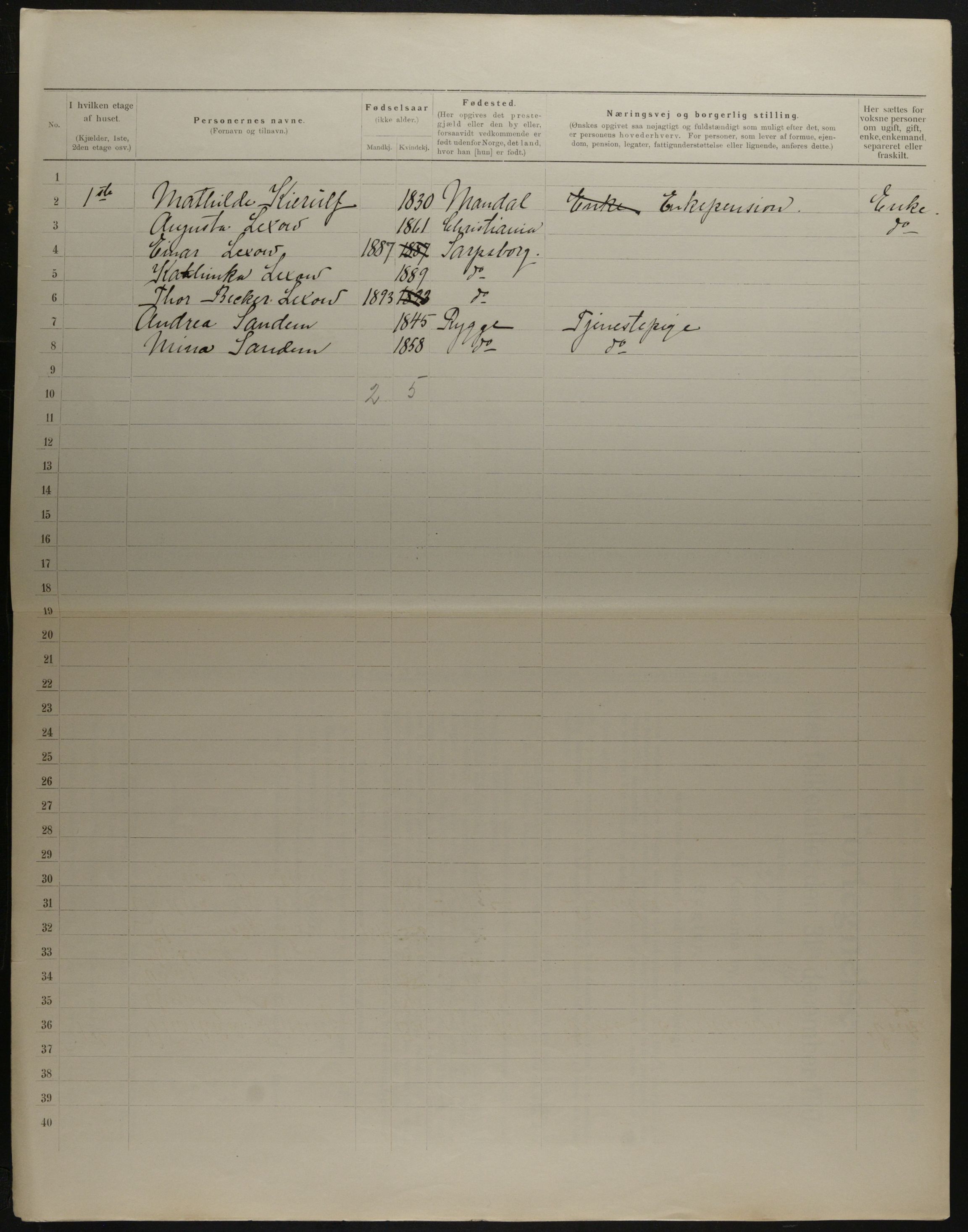 OBA, Municipal Census 1901 for Kristiania, 1901, p. 17096