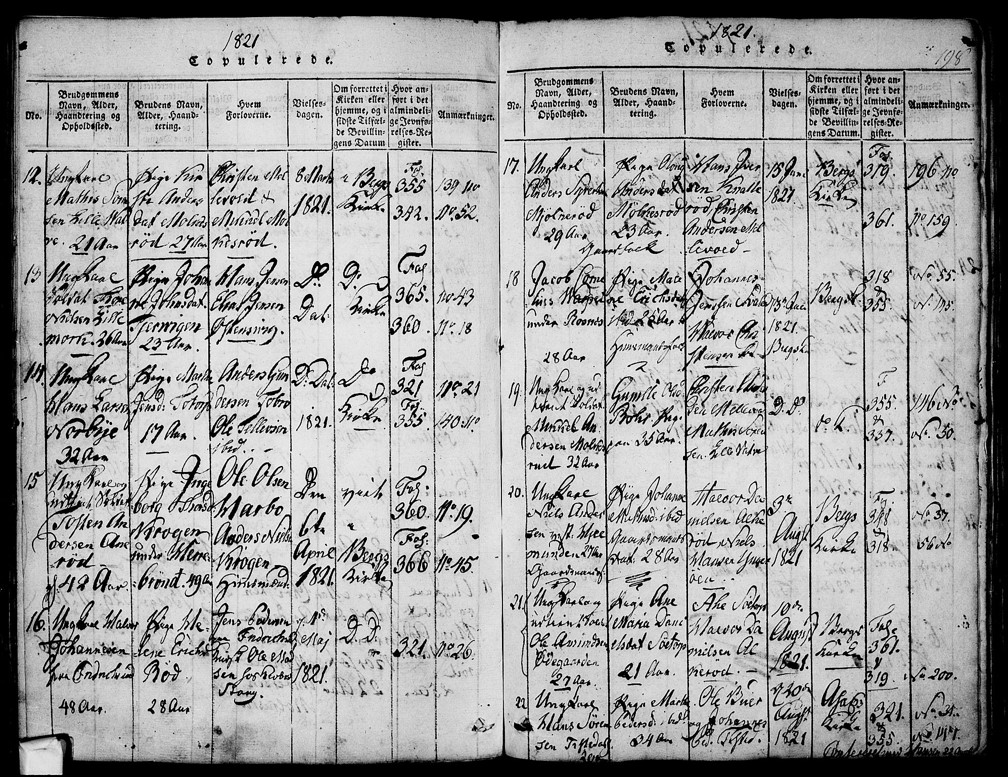 Berg prestekontor Kirkebøker, AV/SAO-A-10902/F/Fa/L0002: Parish register (official) no. I 2, 1815-1831, p. 198