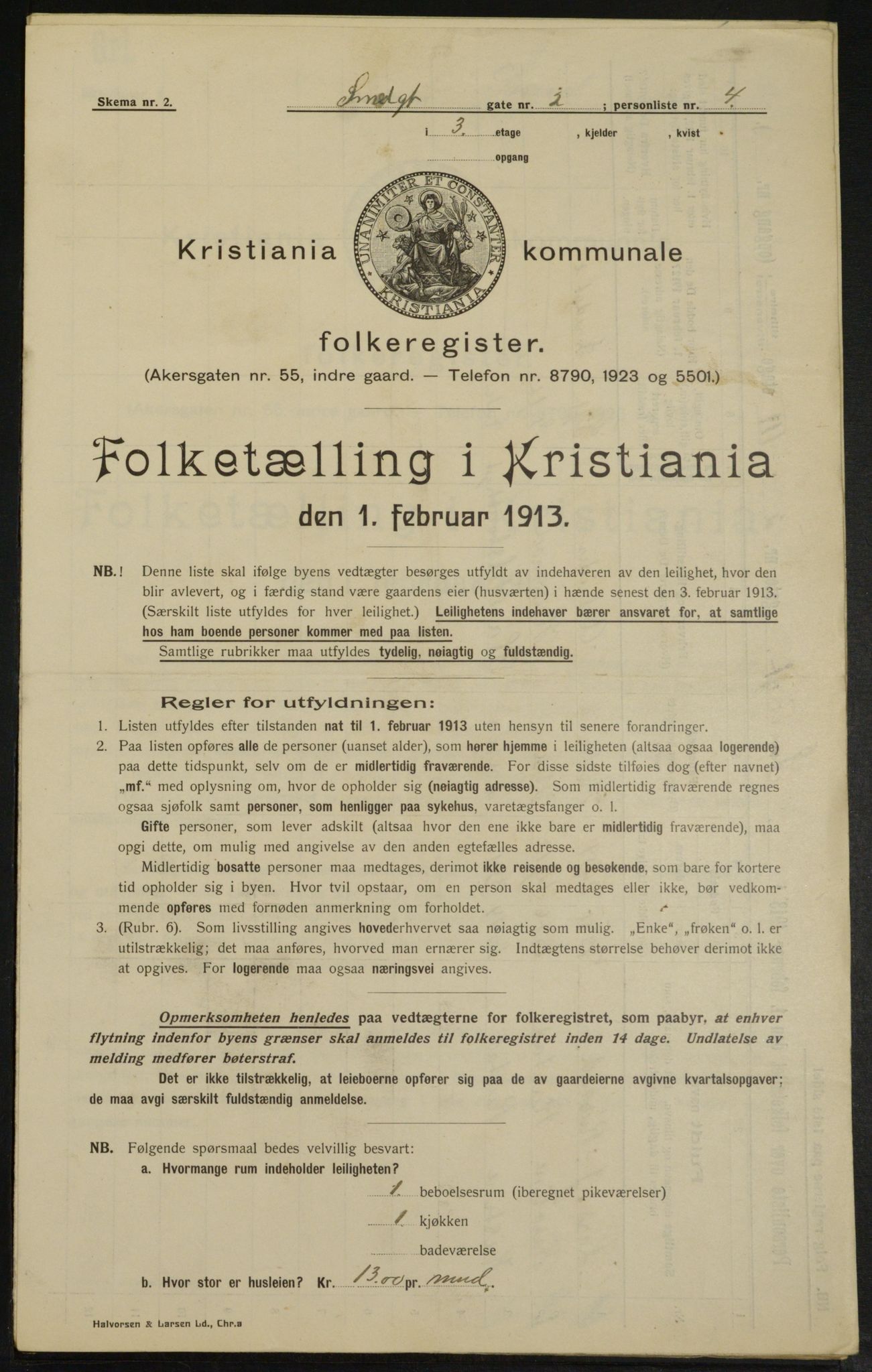 OBA, Municipal Census 1913 for Kristiania, 1913, p. 97126