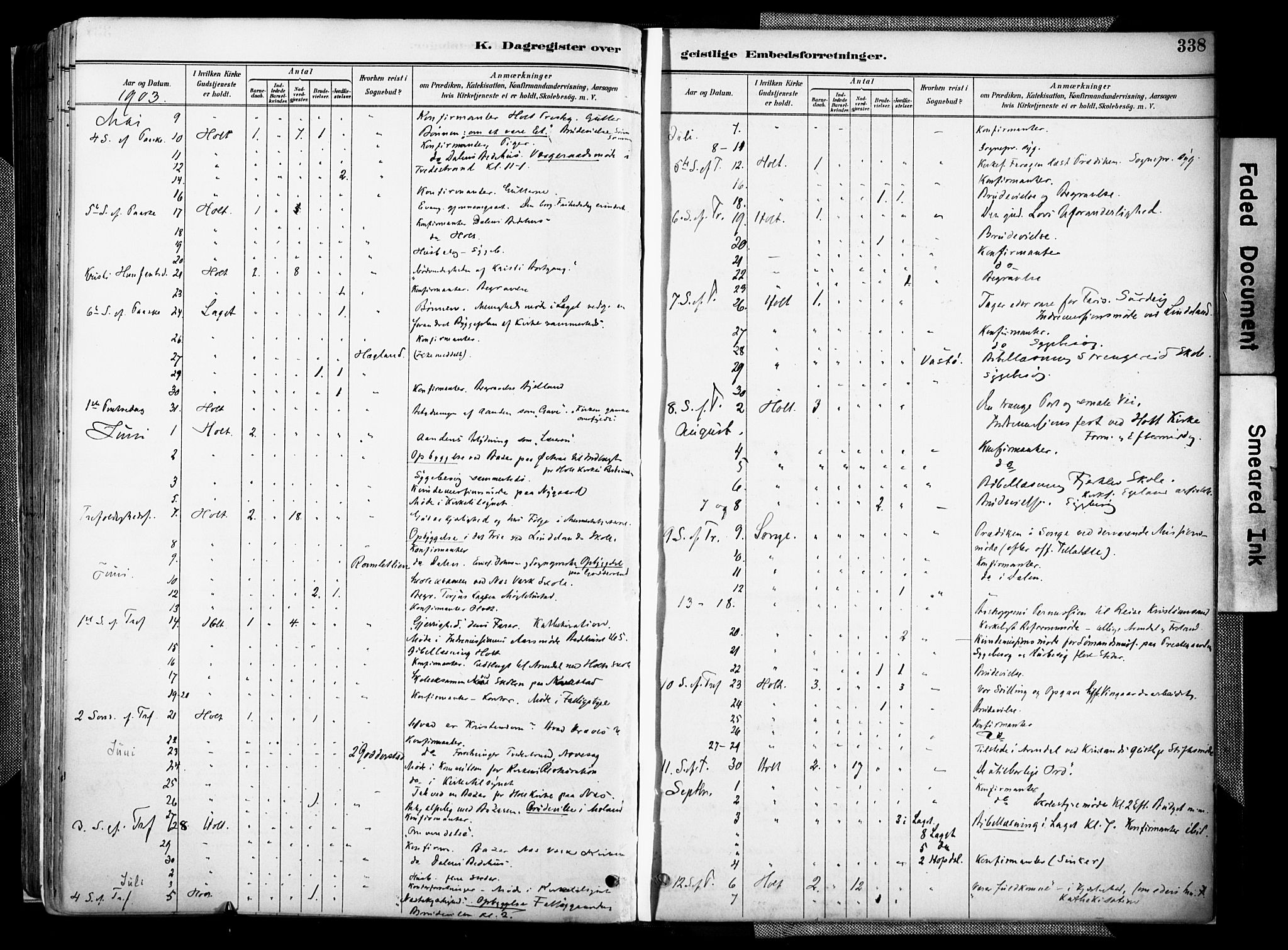 Holt sokneprestkontor, AV/SAK-1111-0021/F/Fa/L0012: Parish register (official) no. A 12, 1885-1907, p. 338