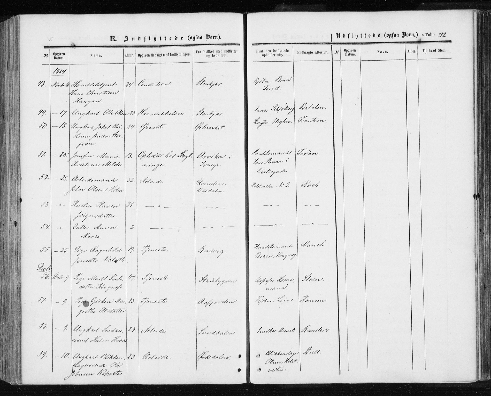Ministerialprotokoller, klokkerbøker og fødselsregistre - Sør-Trøndelag, SAT/A-1456/601/L0053: Parish register (official) no. 601A21, 1857-1865, p. 32