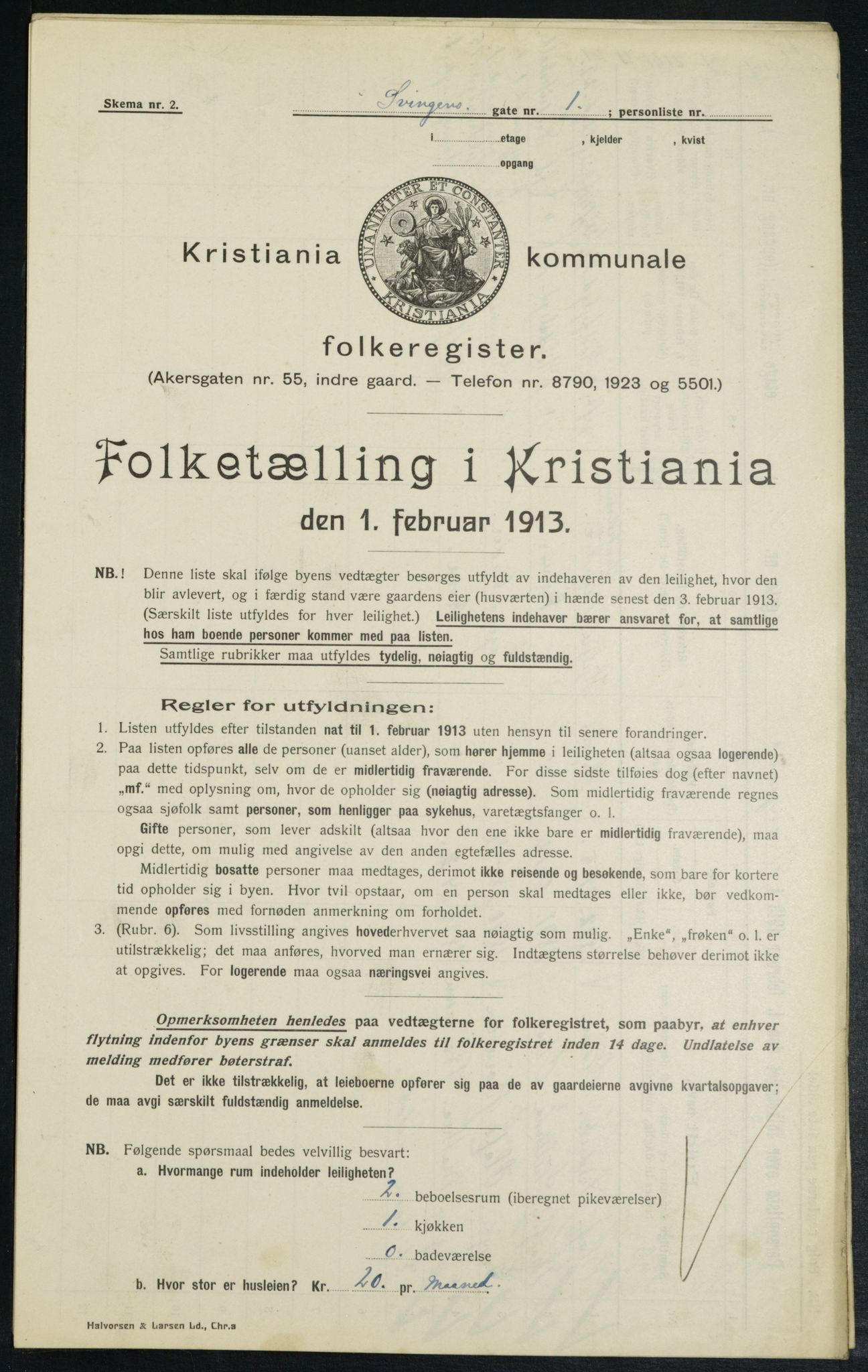 OBA, Municipal Census 1913 for Kristiania, 1913, p. 106155